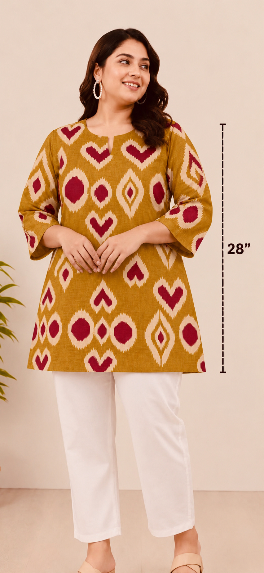 (Plus) Short Mustard Kurti 