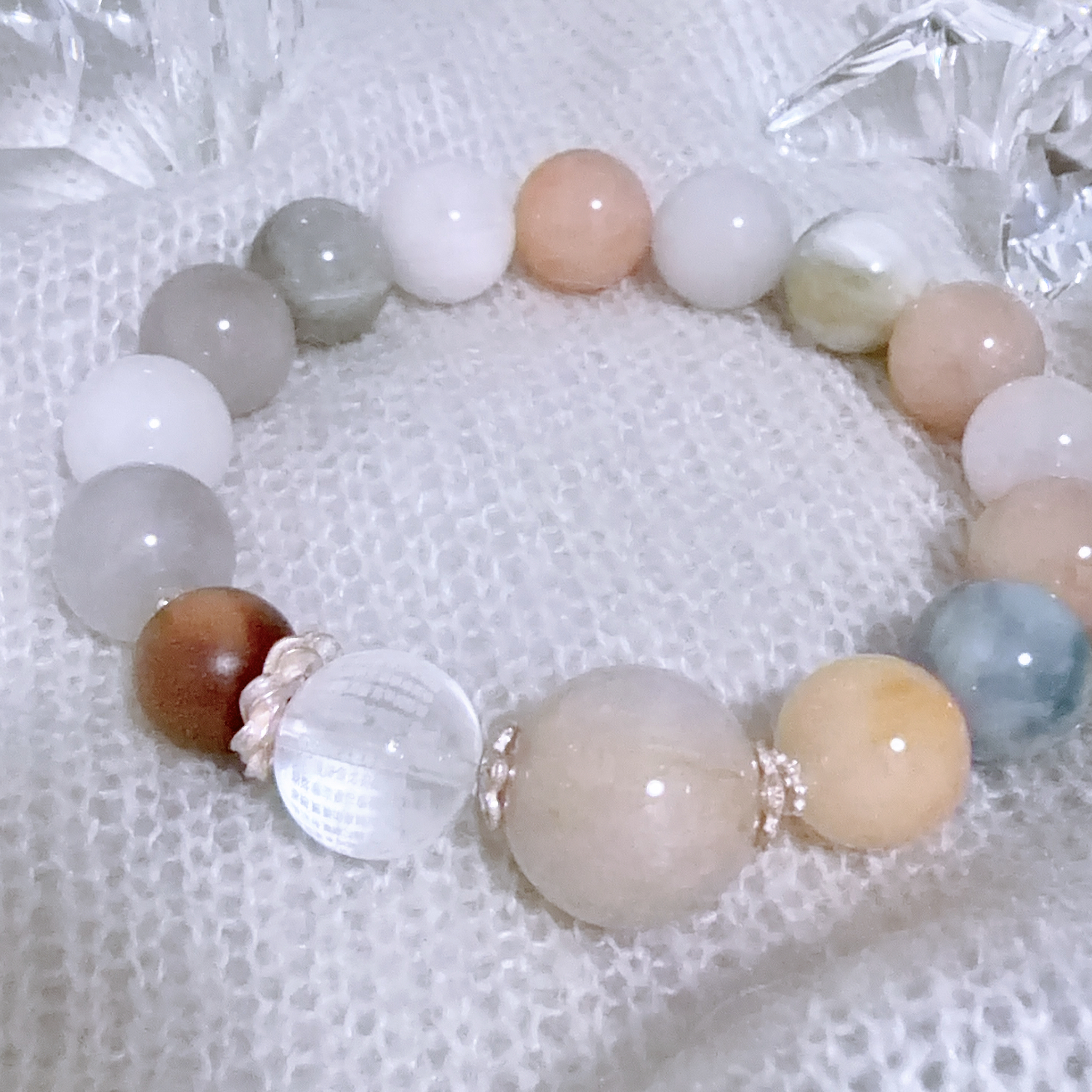 水晶珠手鏈（兔毛+白水晶+925 silver）