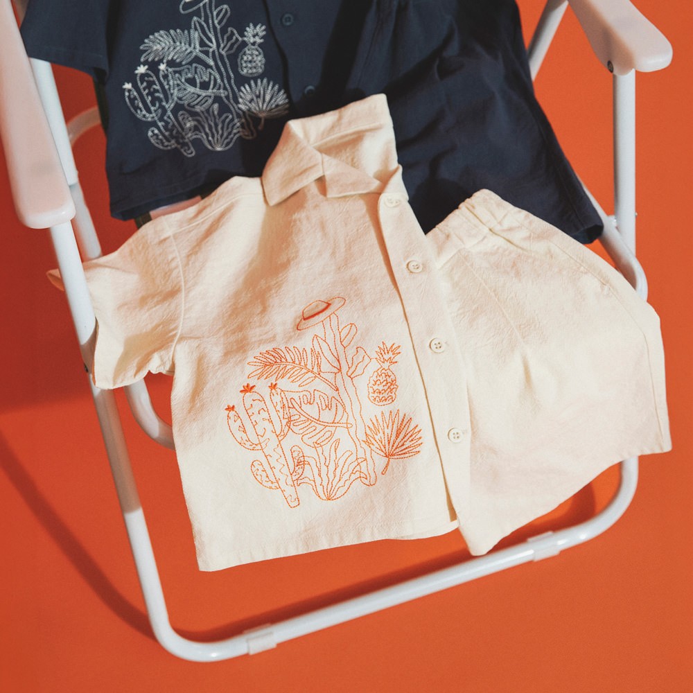 🆕【⭐訂購⭐】 🇯🇵 日本直送🌀棉紗布料 夏日刺繡 襯衫+短褲套裝［2款選］🌀 [ELEA-0186]