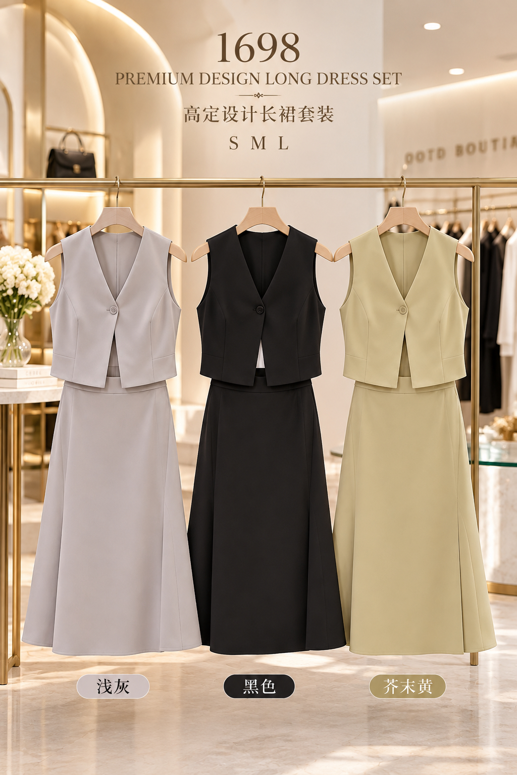 1698 Premium Design Long Dress Set