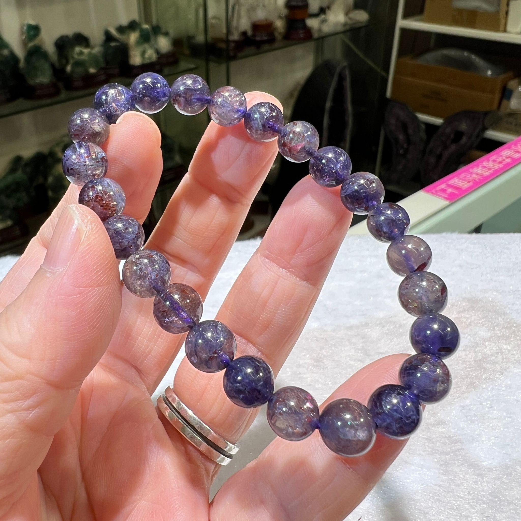 透體血滴✨堇青石手串 7.5 mm +/- #CA0016