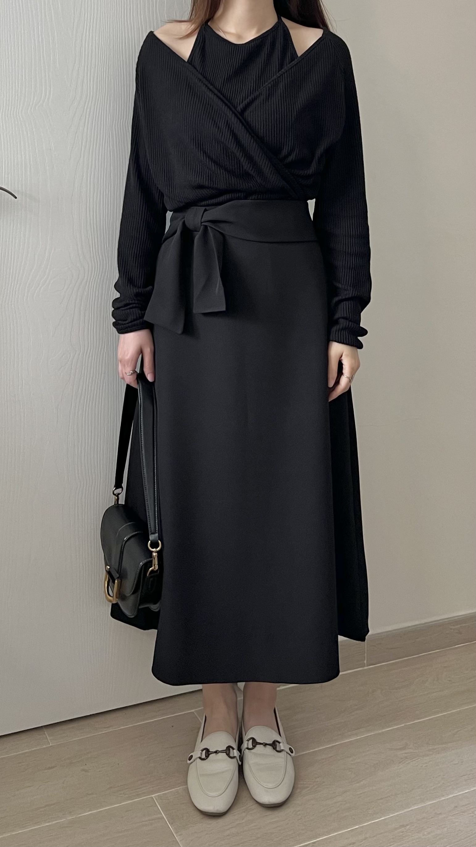 高貴優雅蝴蝶結長裙 修飾肚腩 