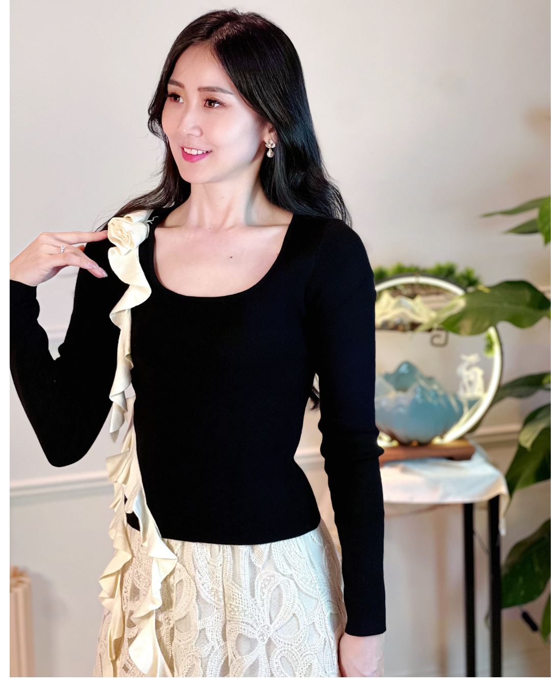 5109 Kristin Long Sleeve with Ruffle Blouse