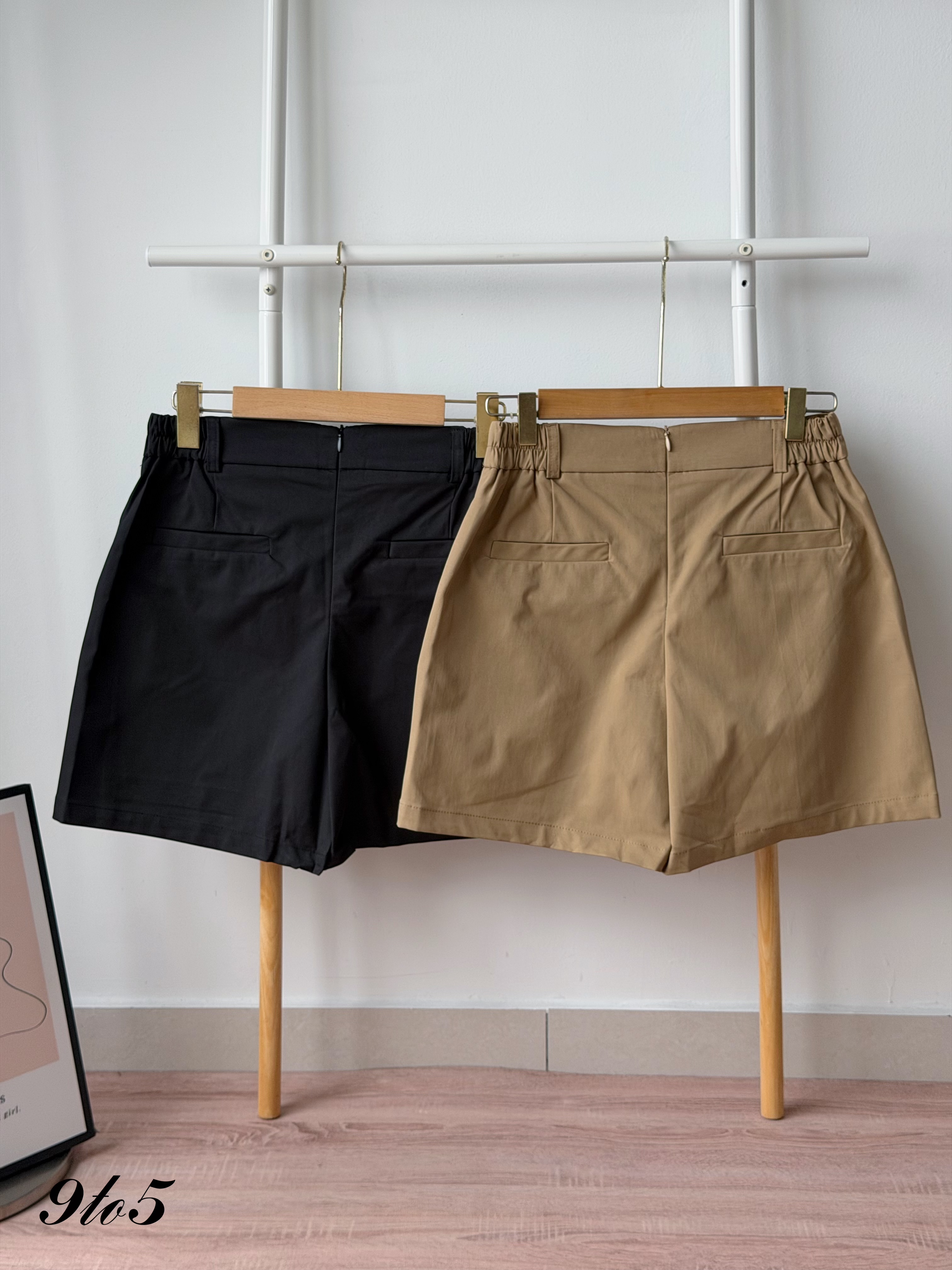 S2038 A Line Short Skort - Black & Khaki