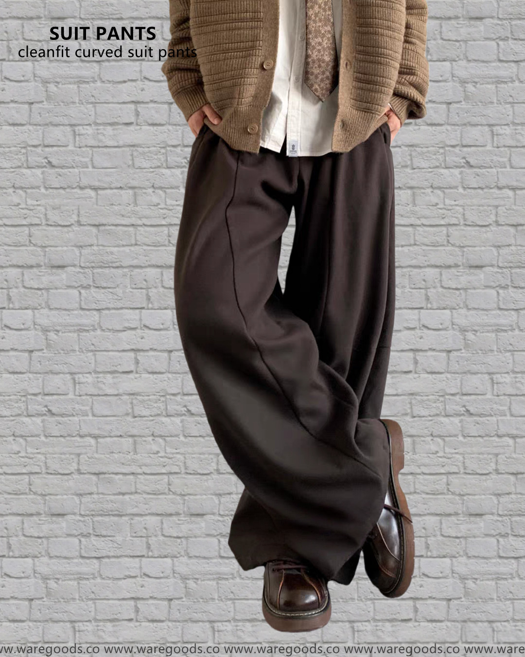 W032 復古簡約垂感西褲