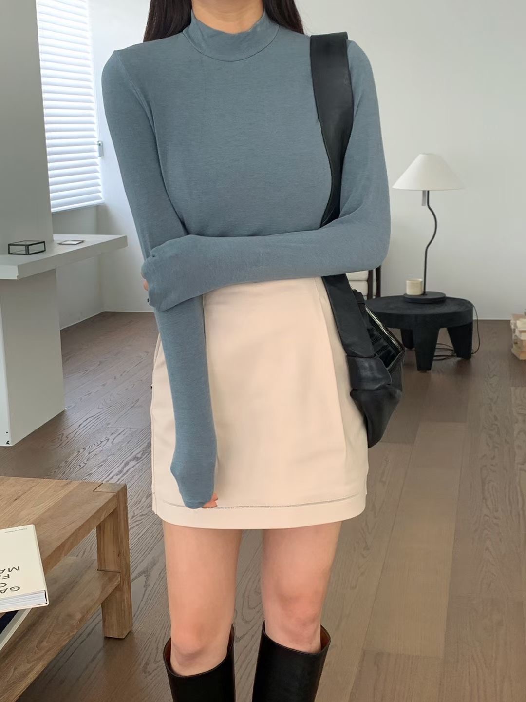 短頸友好! 親膚羊毛純色超短領上衣 (四色入)