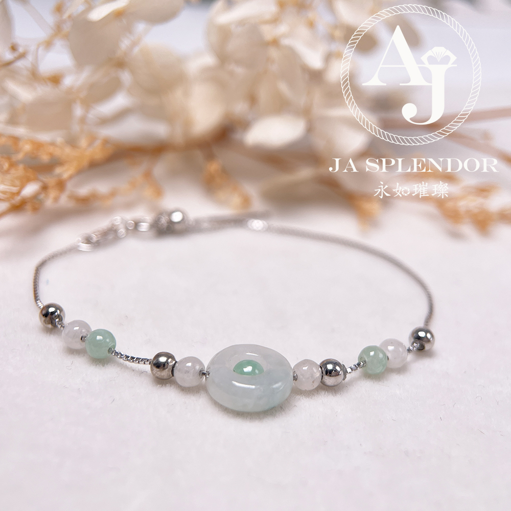 D-36J 天然翡翠A玉 薄荷糖系列純銀手鏈