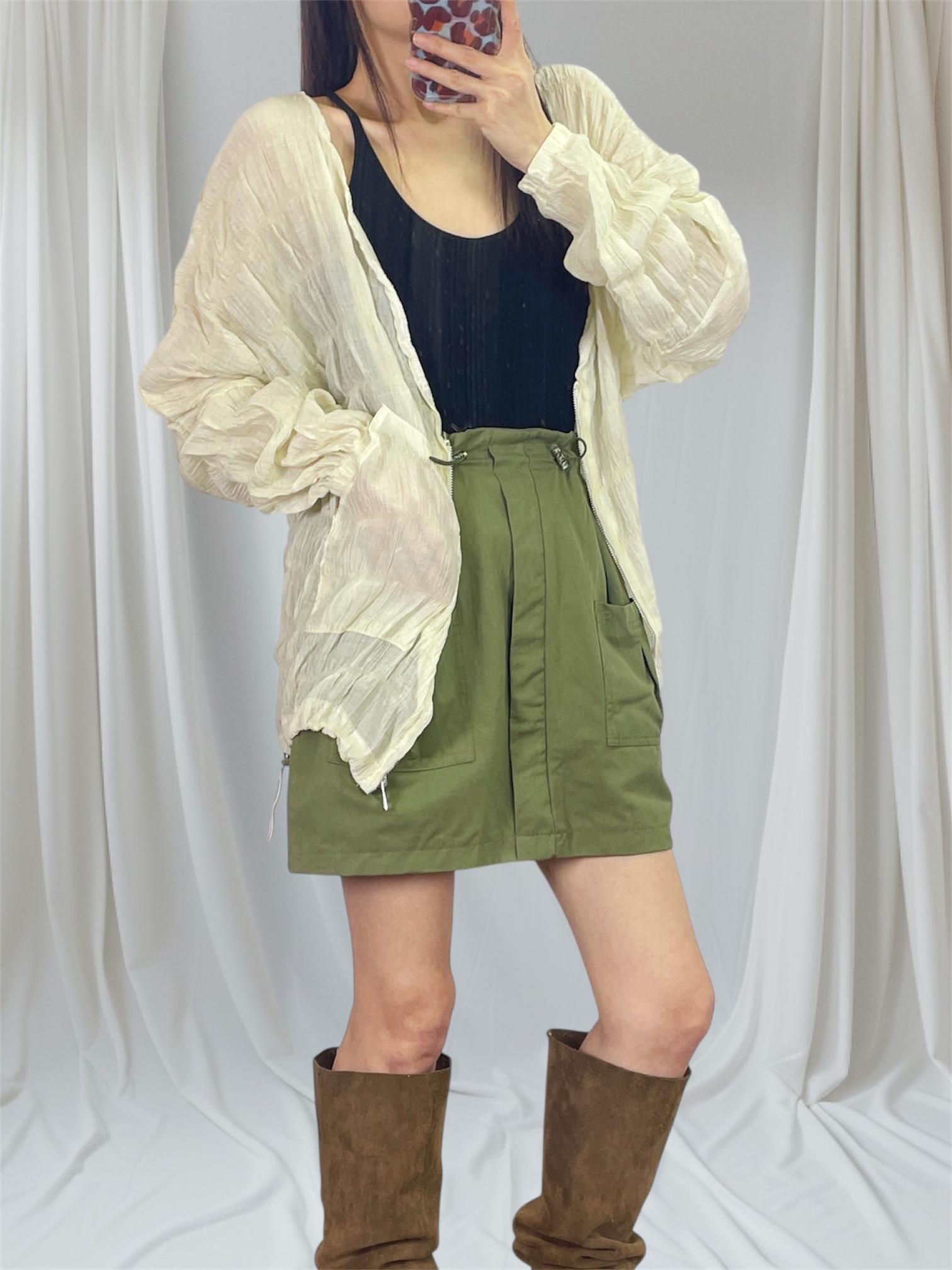 K5550 縐紋雪紡束腳外套