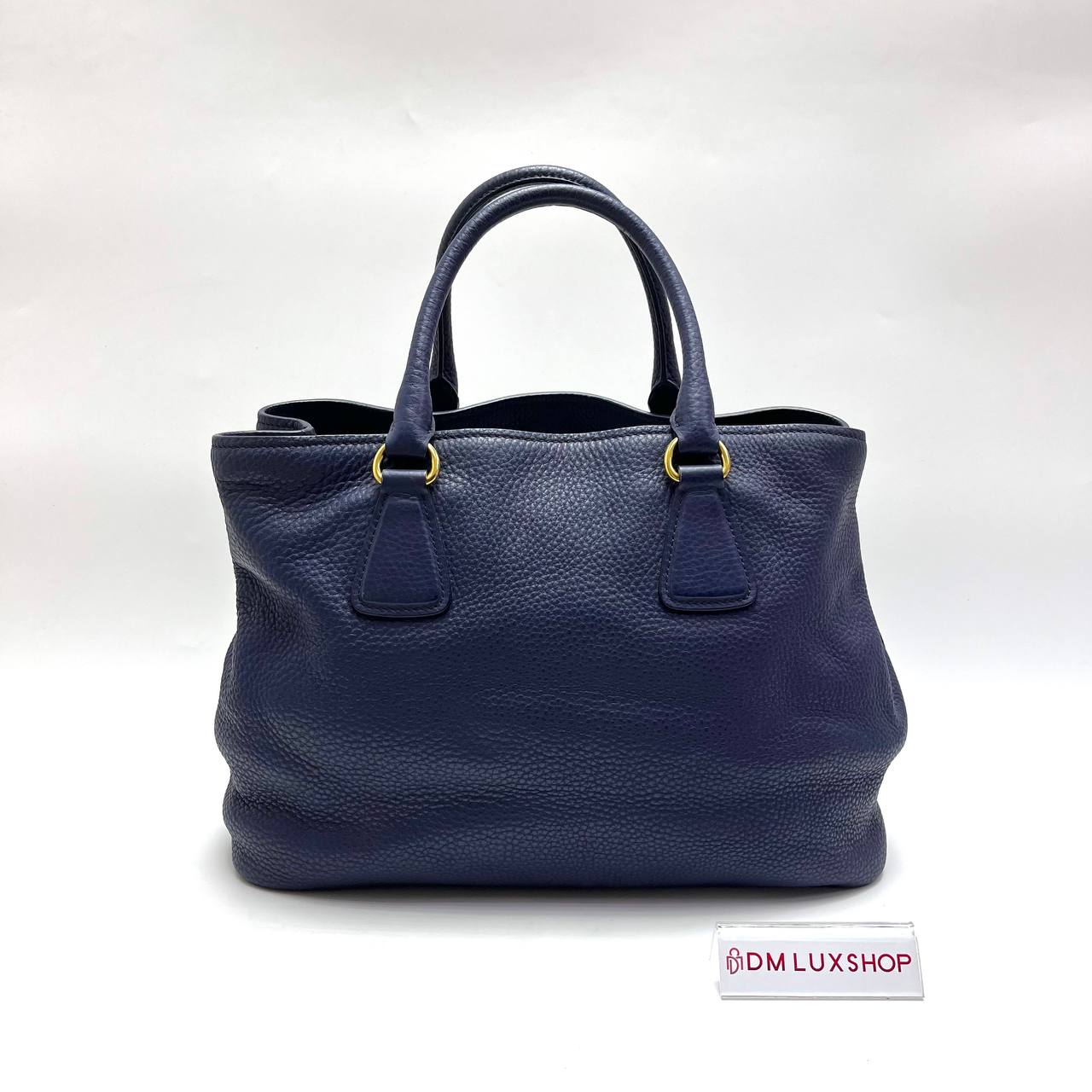 Prada Navy Blue Leather 2 Ways Bag GHW