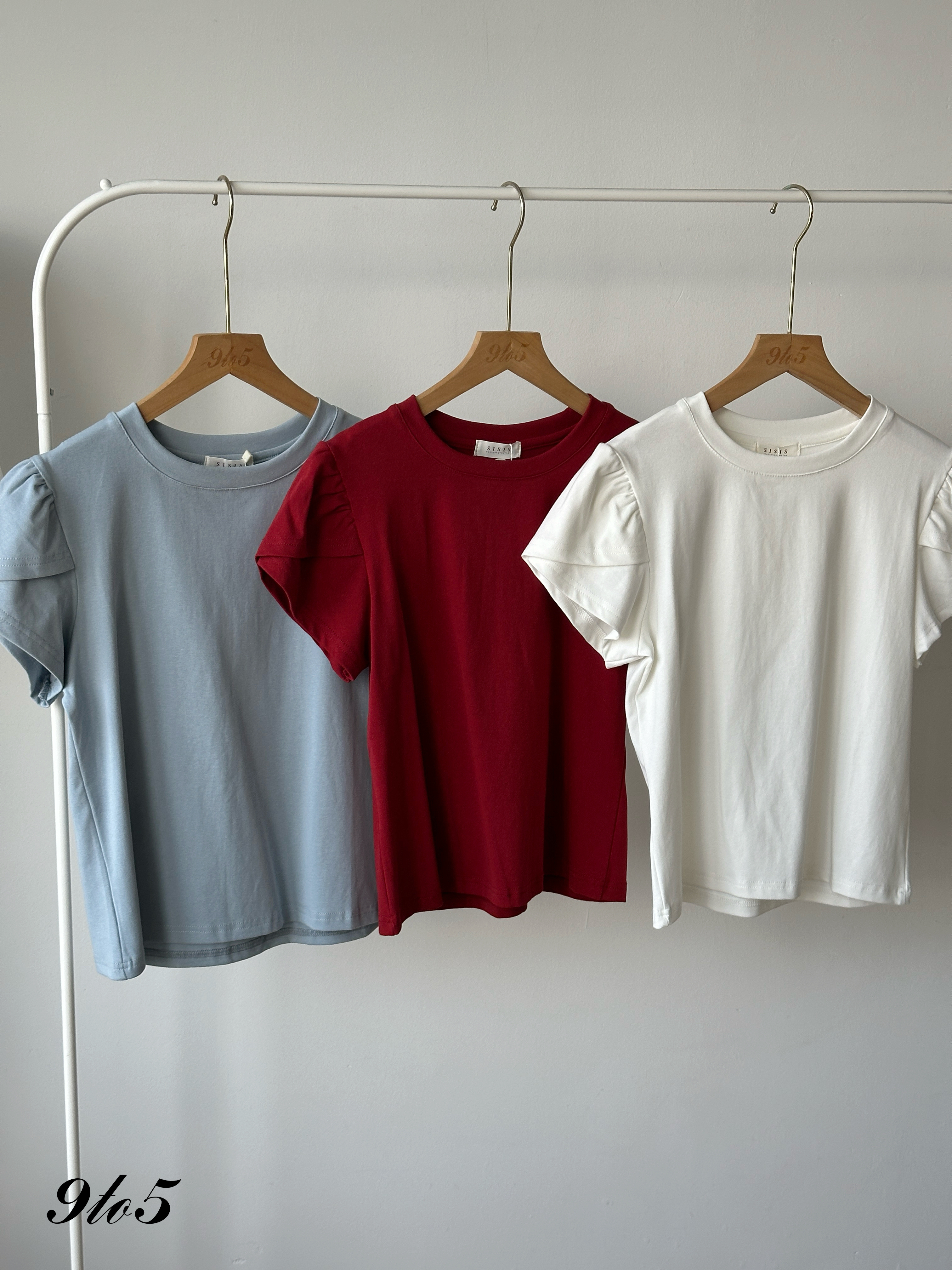 T4340 Puff Sleeve Plain Top - 5 Colors 