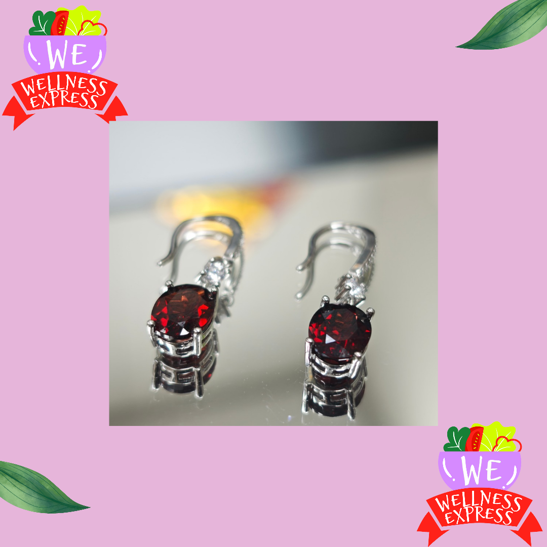 石榴石耳環 925銀/ Garnet ear rings 925silver