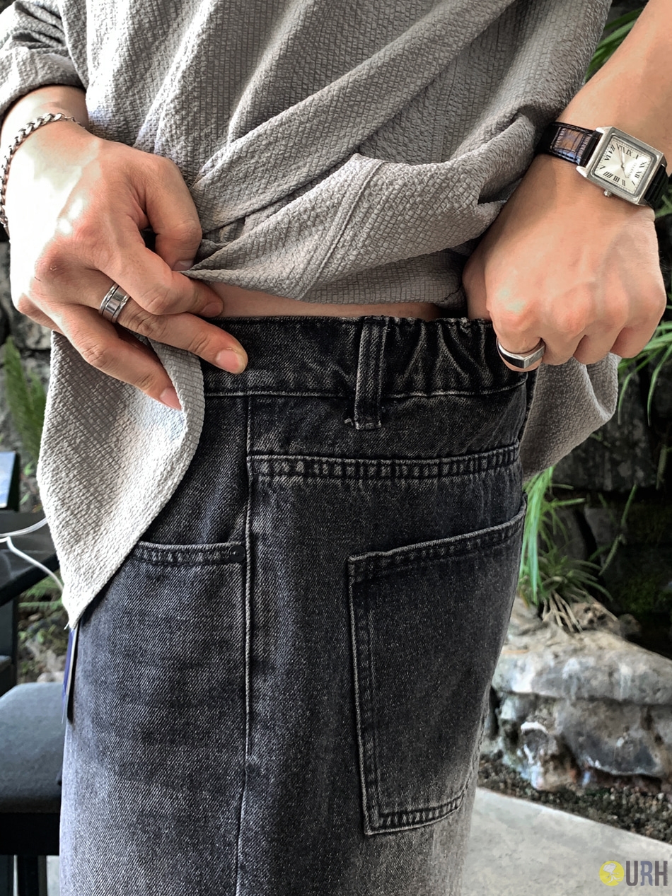 【100%保證韓國直送】[1+1 EVENT] Vintage Washing 後腰橡筋 Wide Fit 牛仔短褲 [3 color] RL115166