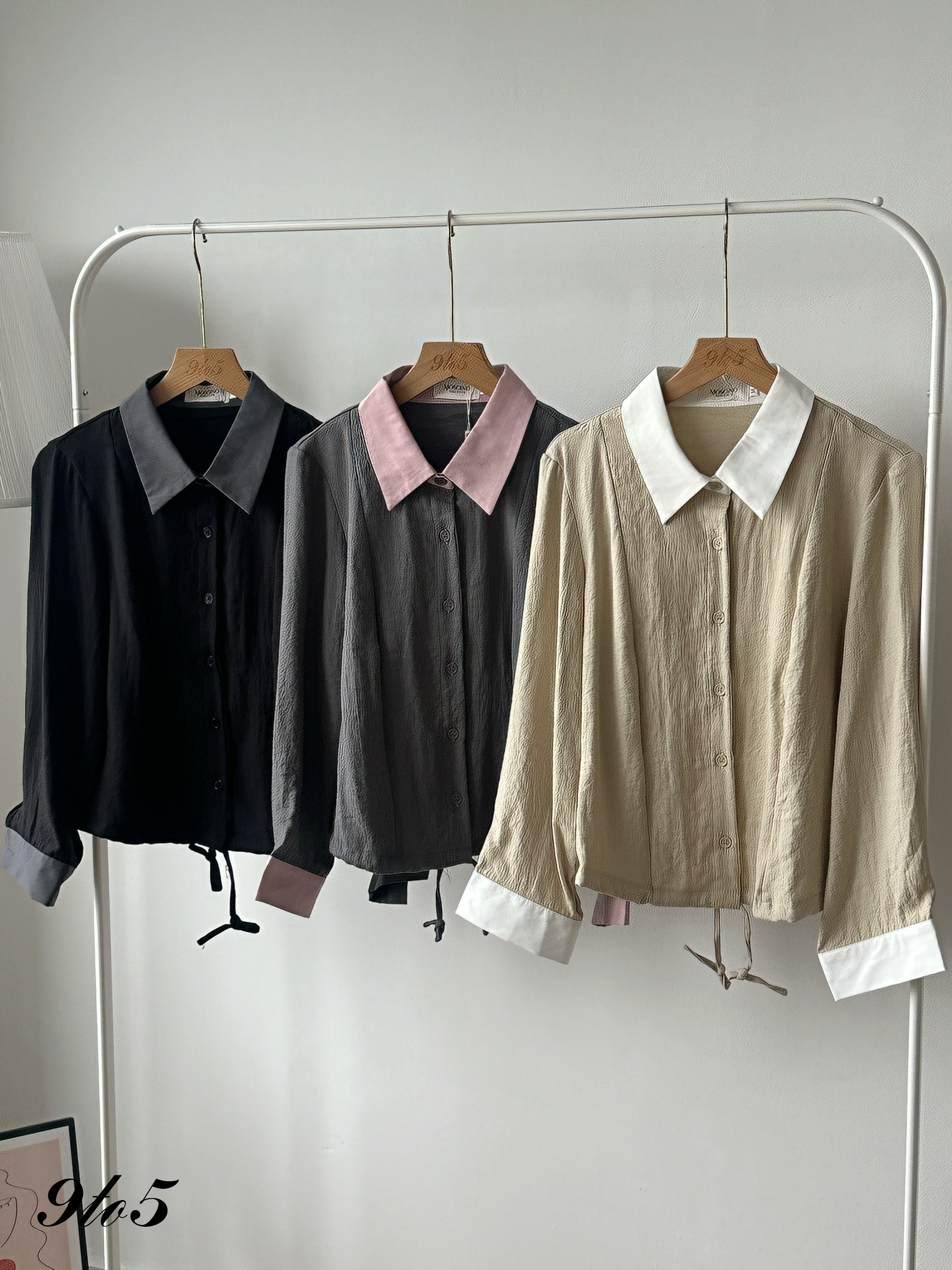 T4324 Contrast Long Sleeve Shirt - 3 Colors 