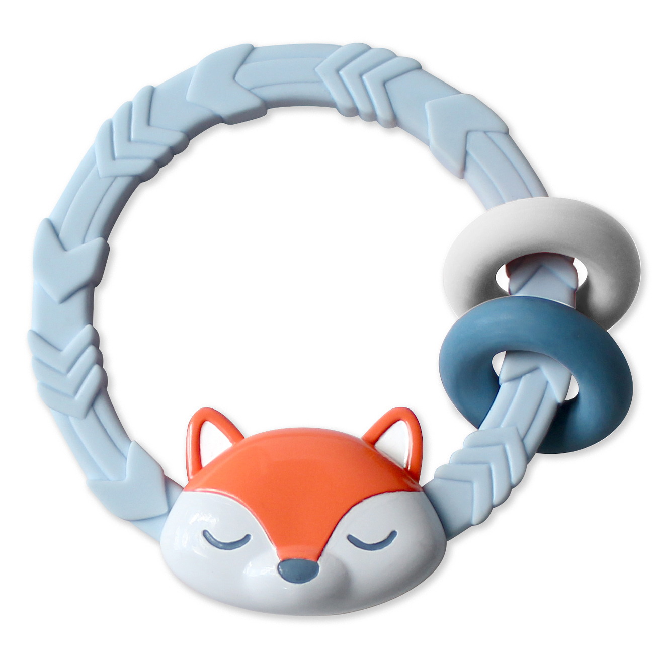 Silicone Teether Rattle - Fox