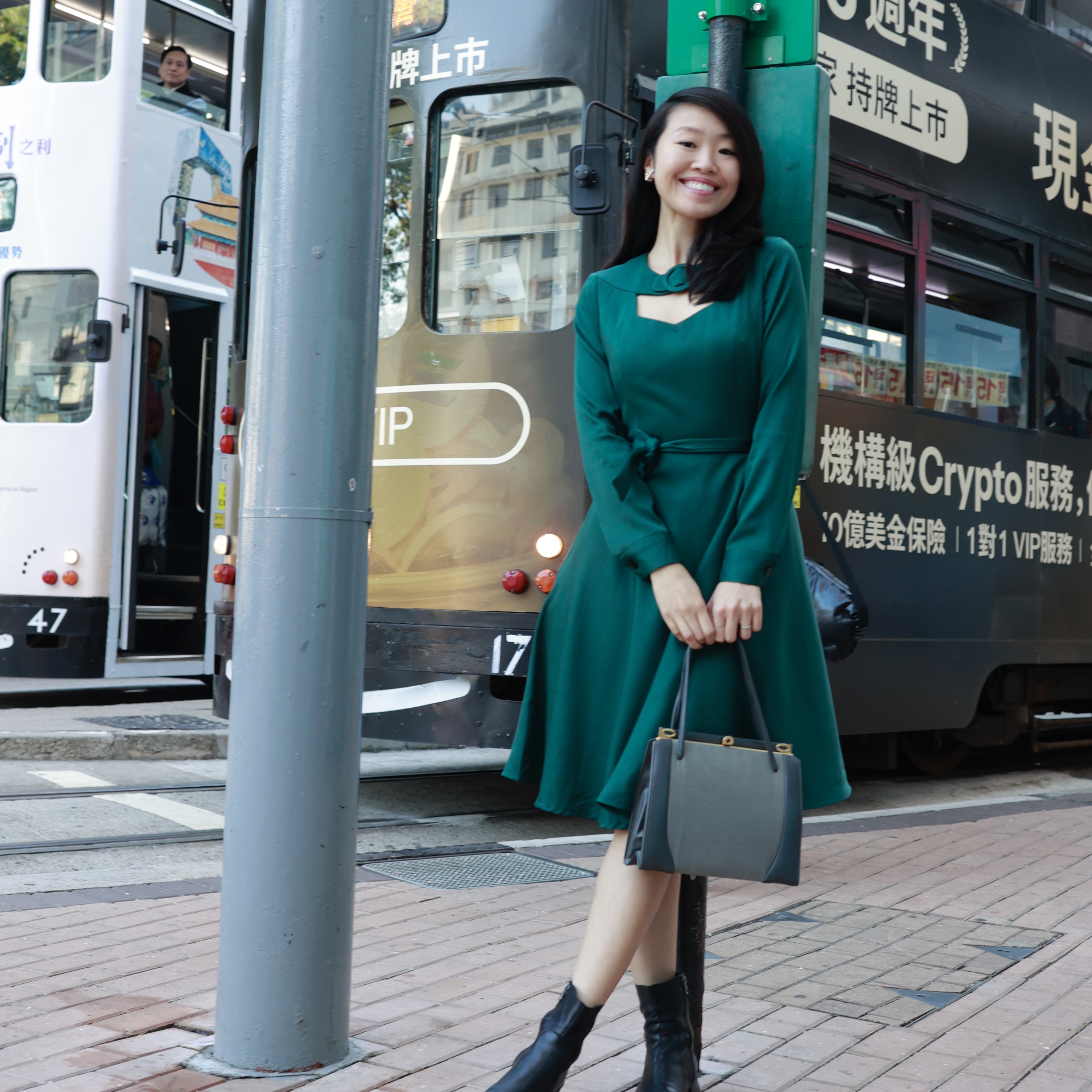 (Custom-Made) The Mod Buckle Neck Pencil Dress - Available in Green and Burnt Orange (FM235)