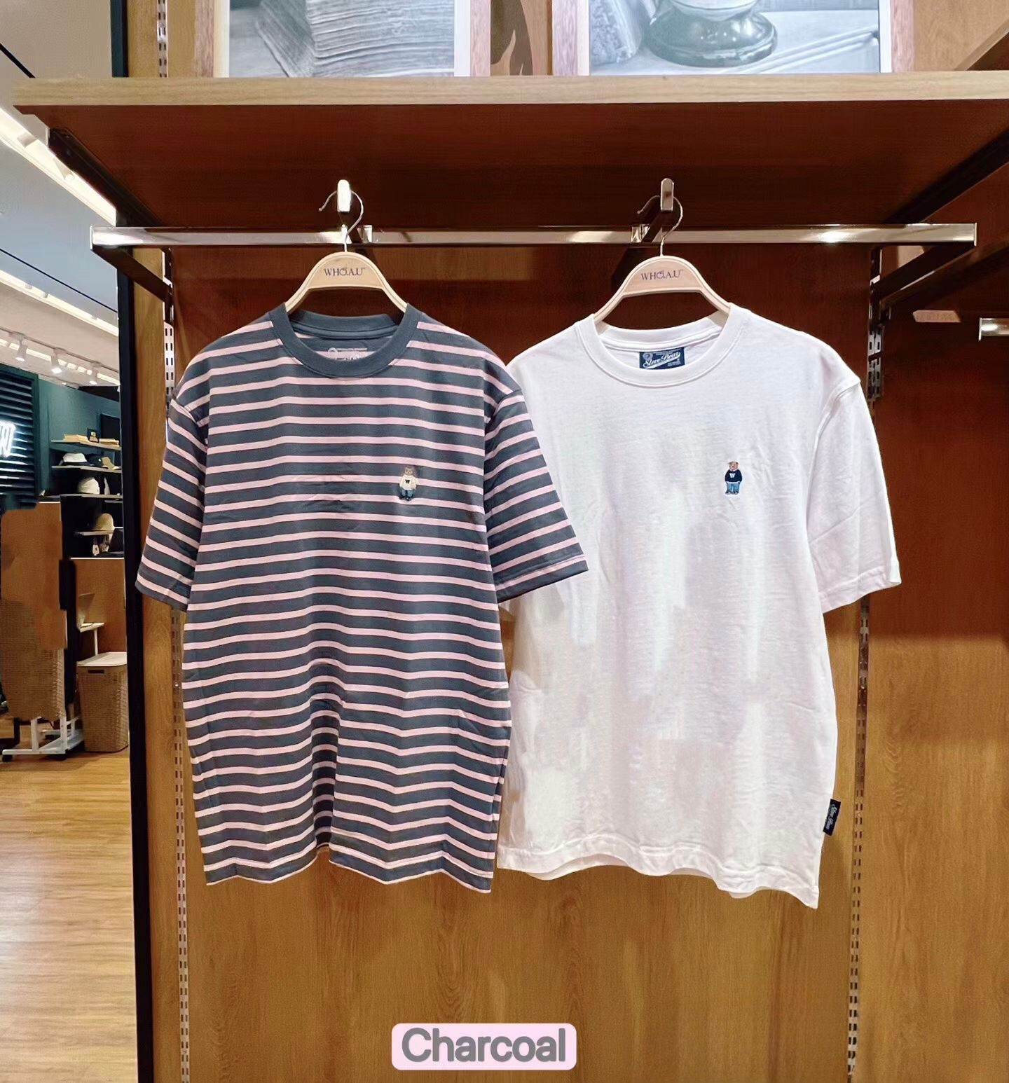 🇰🇷韓國Who A U 刺繡小熊短袖Tee （2件套）