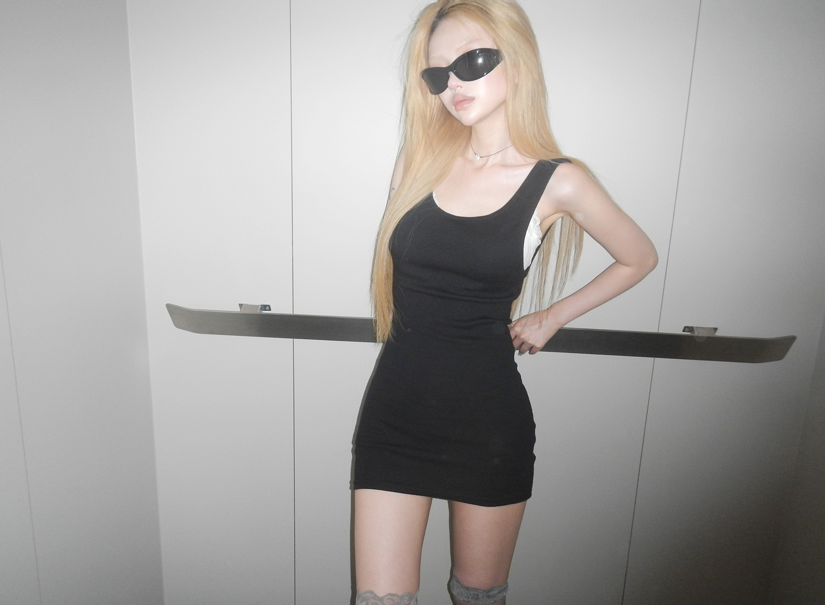Gothic Lettering Ribbed Tank Dress