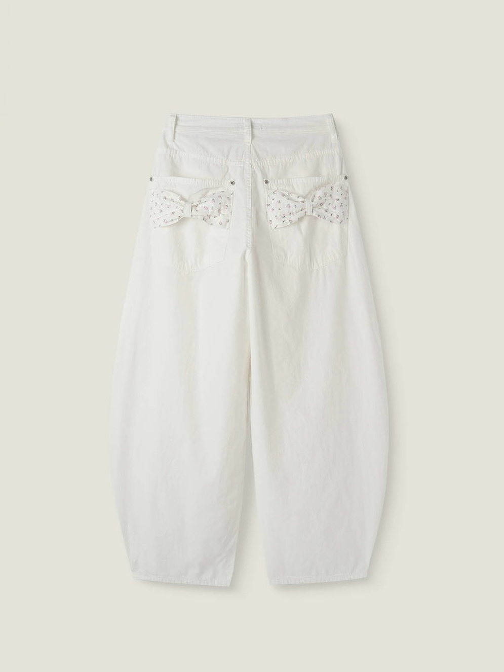 Floral Back-Ribbon Balloon Pants