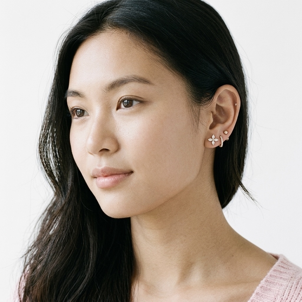 Cassia Floral Earring Plaqué or