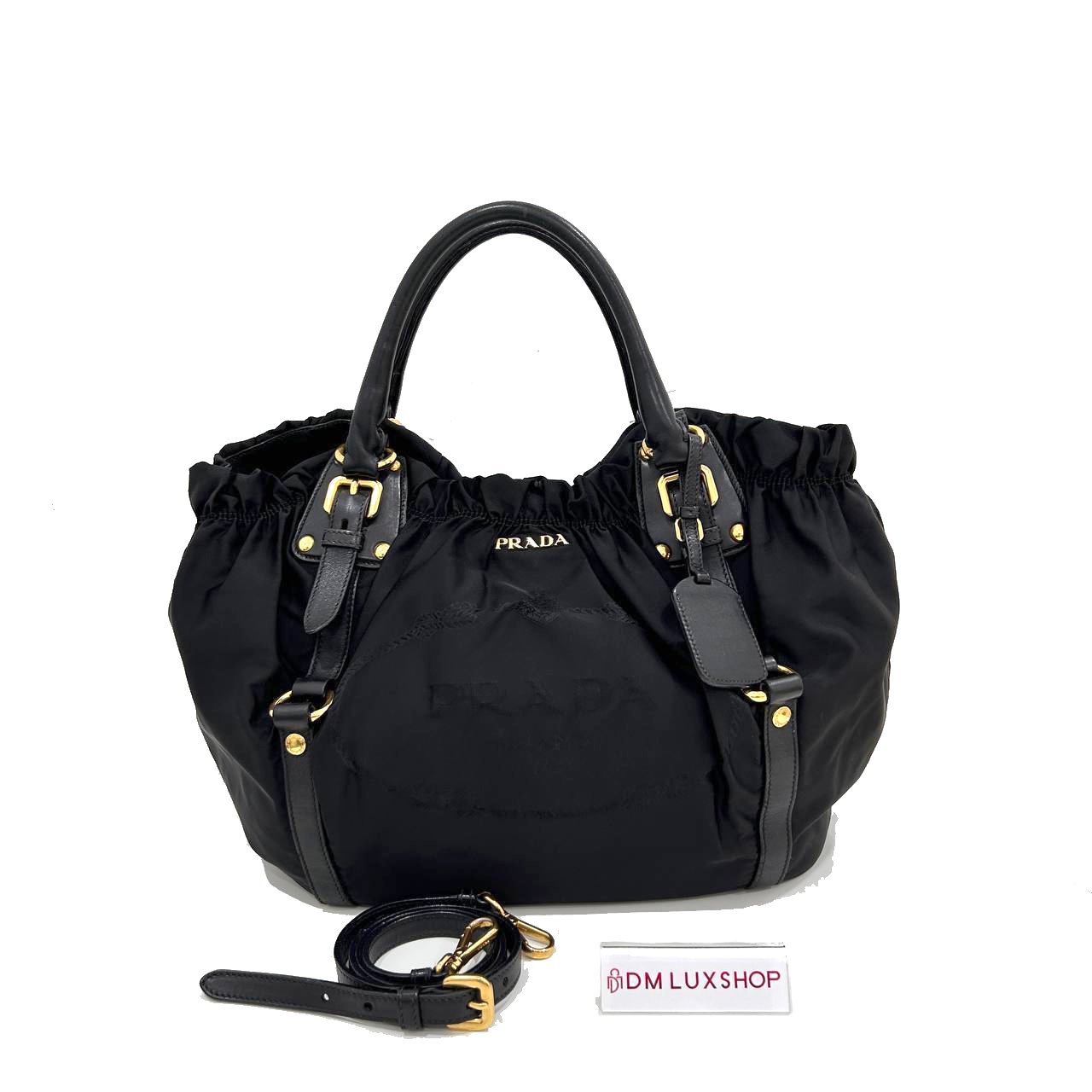Prada Black Nylon Tote GHW