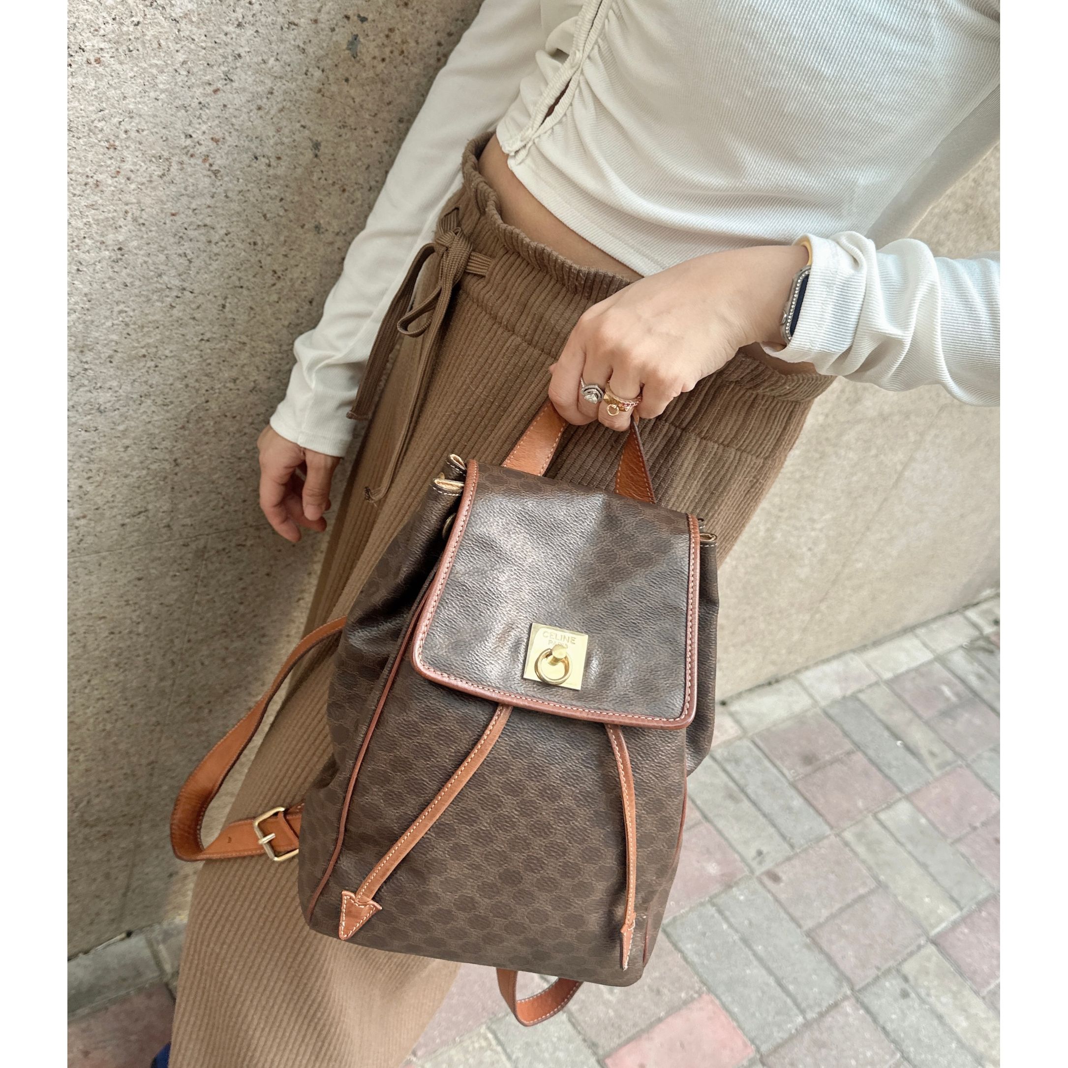 CELINE Macadam Triomphe Backpack Brown Vintage Old Celine kiefuk