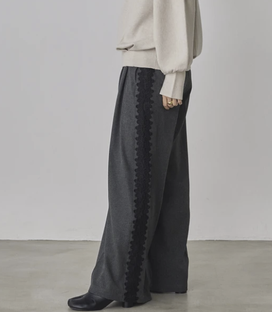 蕾絲寬褶褲 - 2026 流行穿搭  女士長褲 春夏時尚穿搭 柔軟舒適 成人休閒 日常穿搭 易於配搭 日本直送   #JP-I-260014