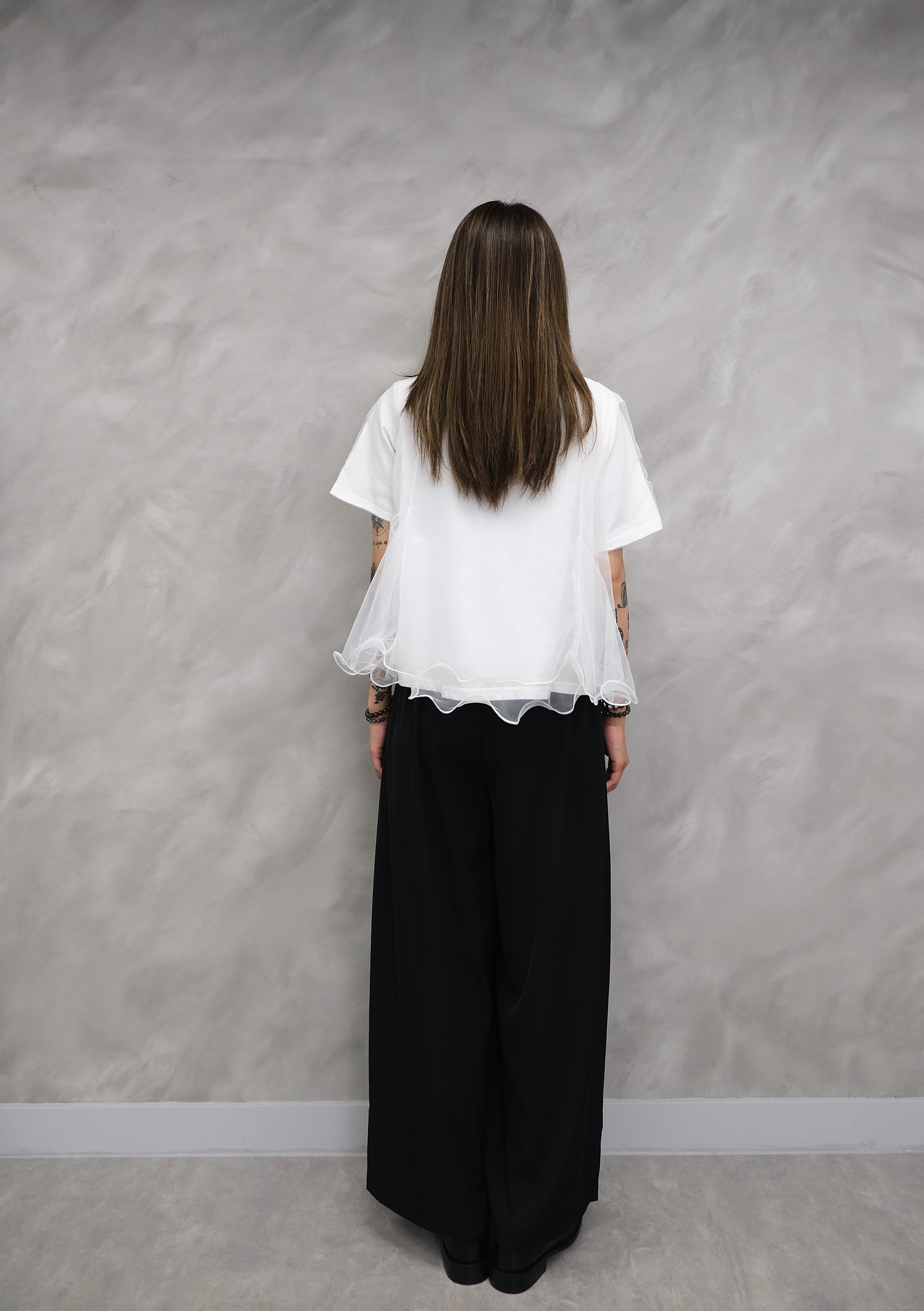 Organza layered ruffle top #top147