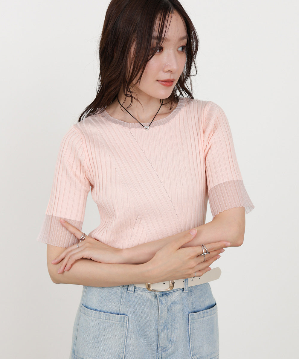 <JP> 透明袖薄紗針織 * 5色入 <預購>