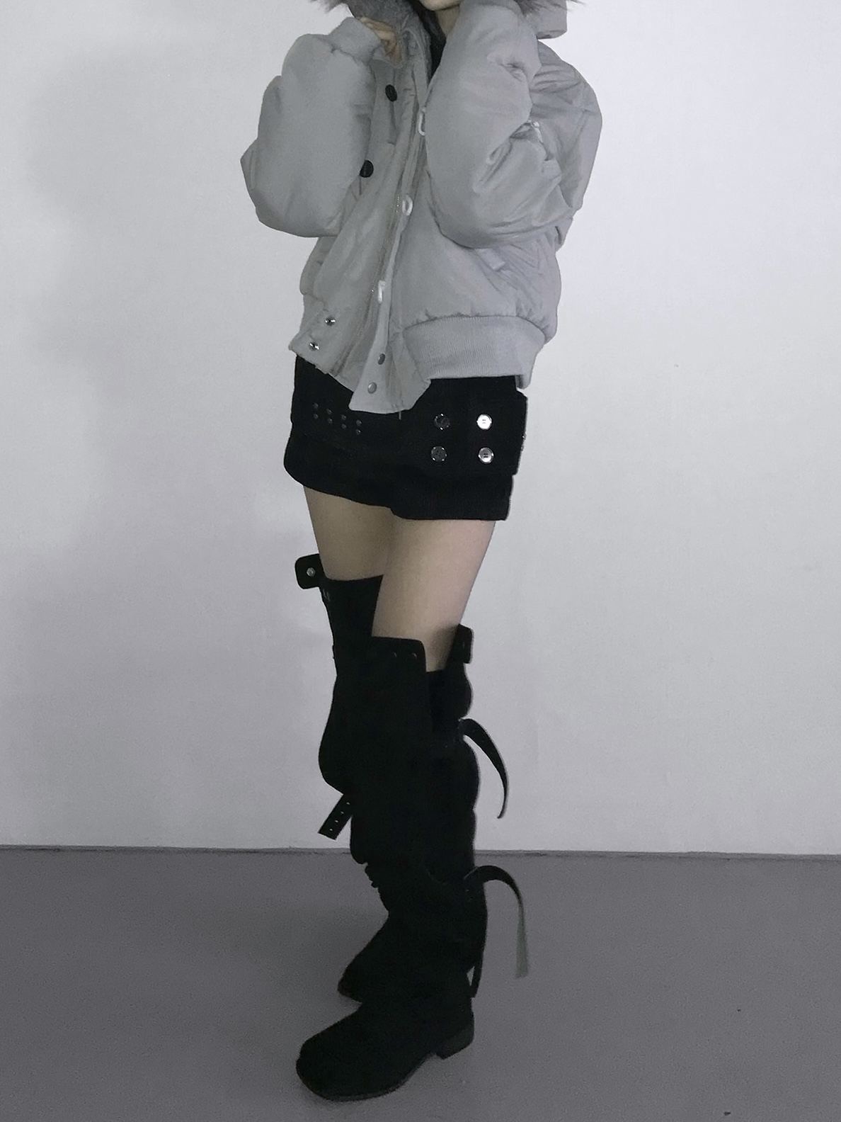 Suede Buckle Long High Boots