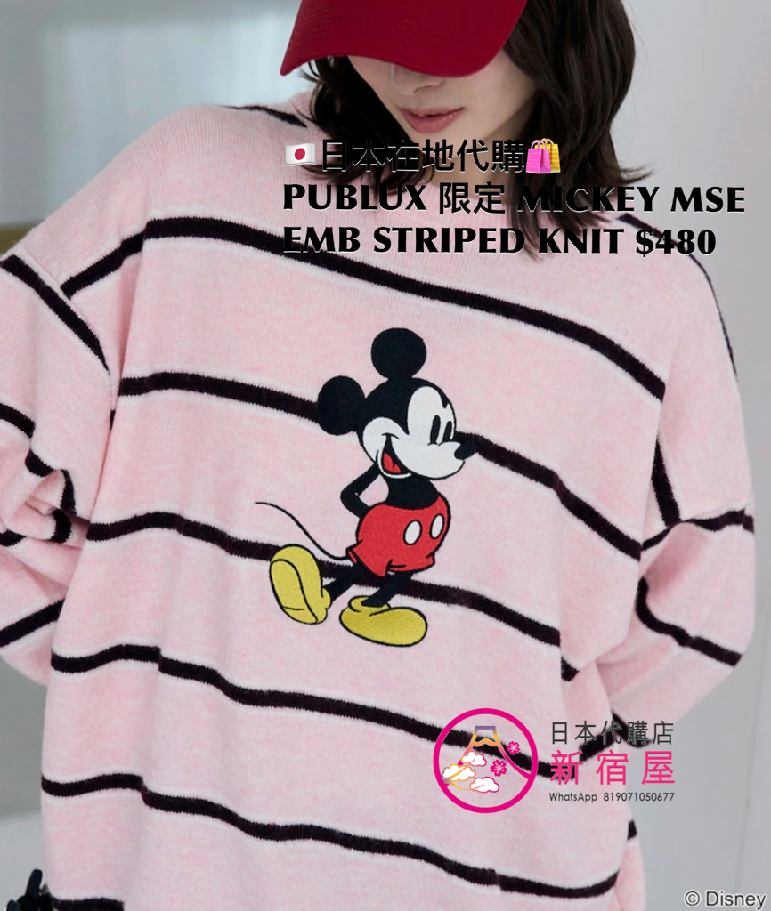 PUBLUX 限定 MICKEY MOUSE EMBROIDERY STRIPED KNIT