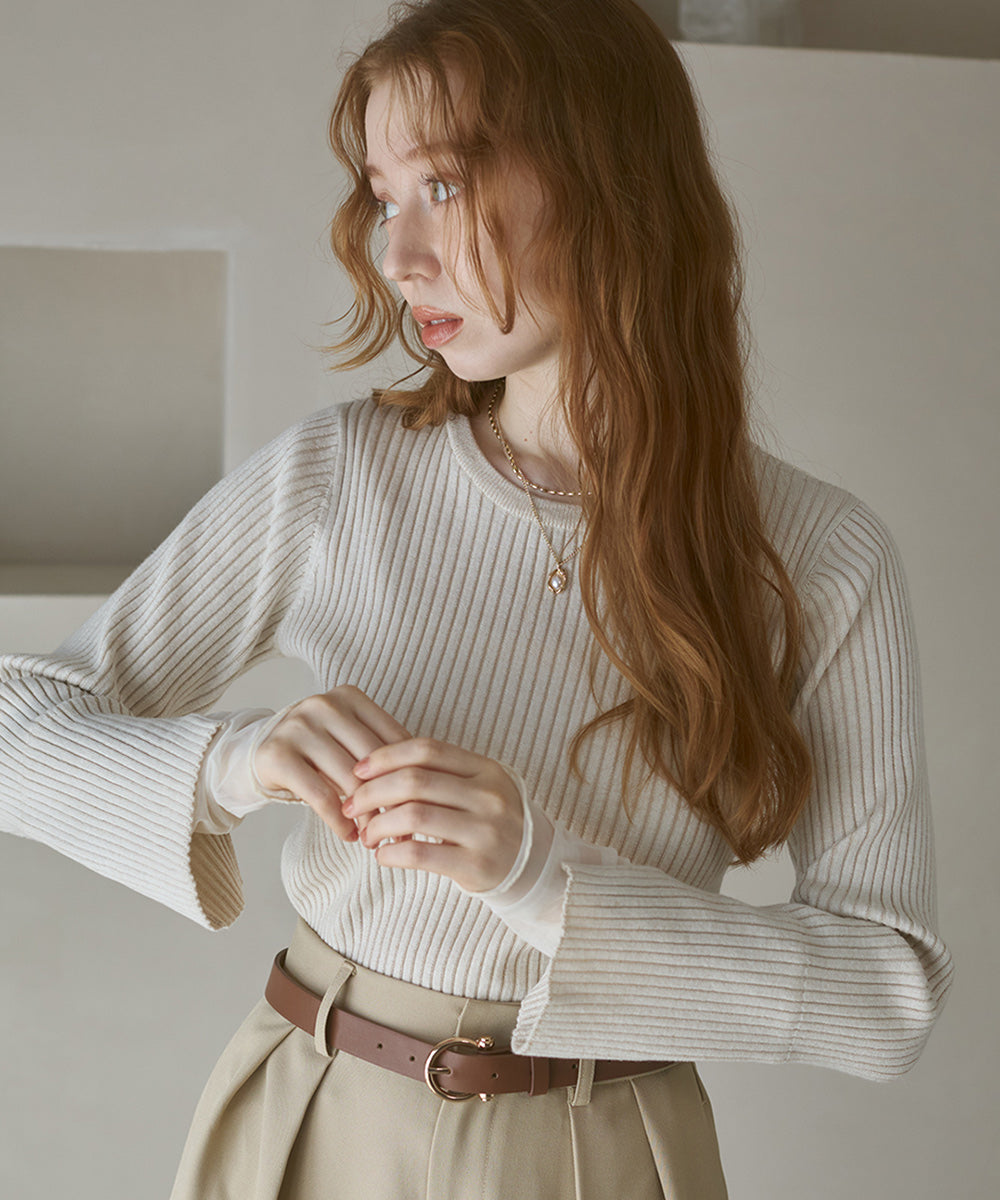 <限量現貨><JP>新色+熱賣Come Back.ᐟ.ᐟ 甜甜薄紗 layer 羅紋針織 (圓領)* 5色入