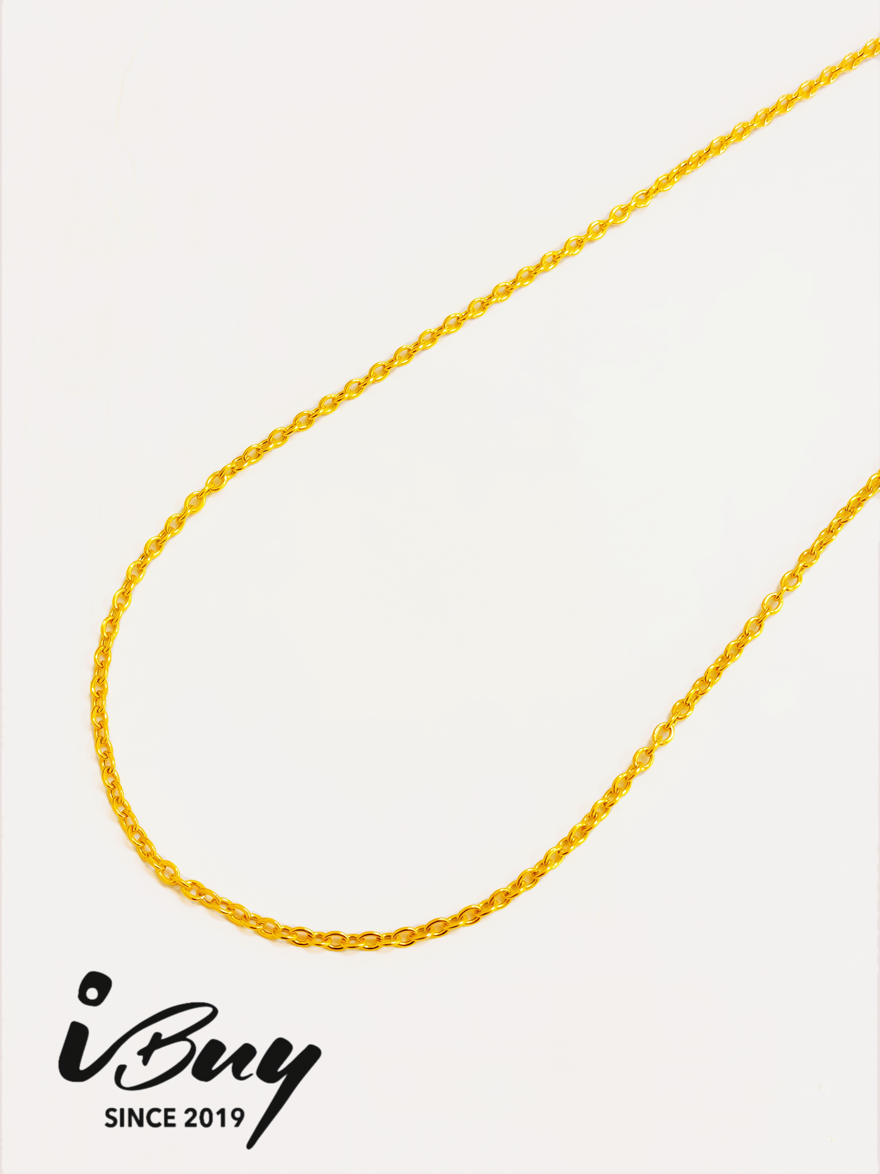 916 GOLD 1.5MM HOLLOW CABLE NECKLACE 916 金 1.5MM空心万字项链
