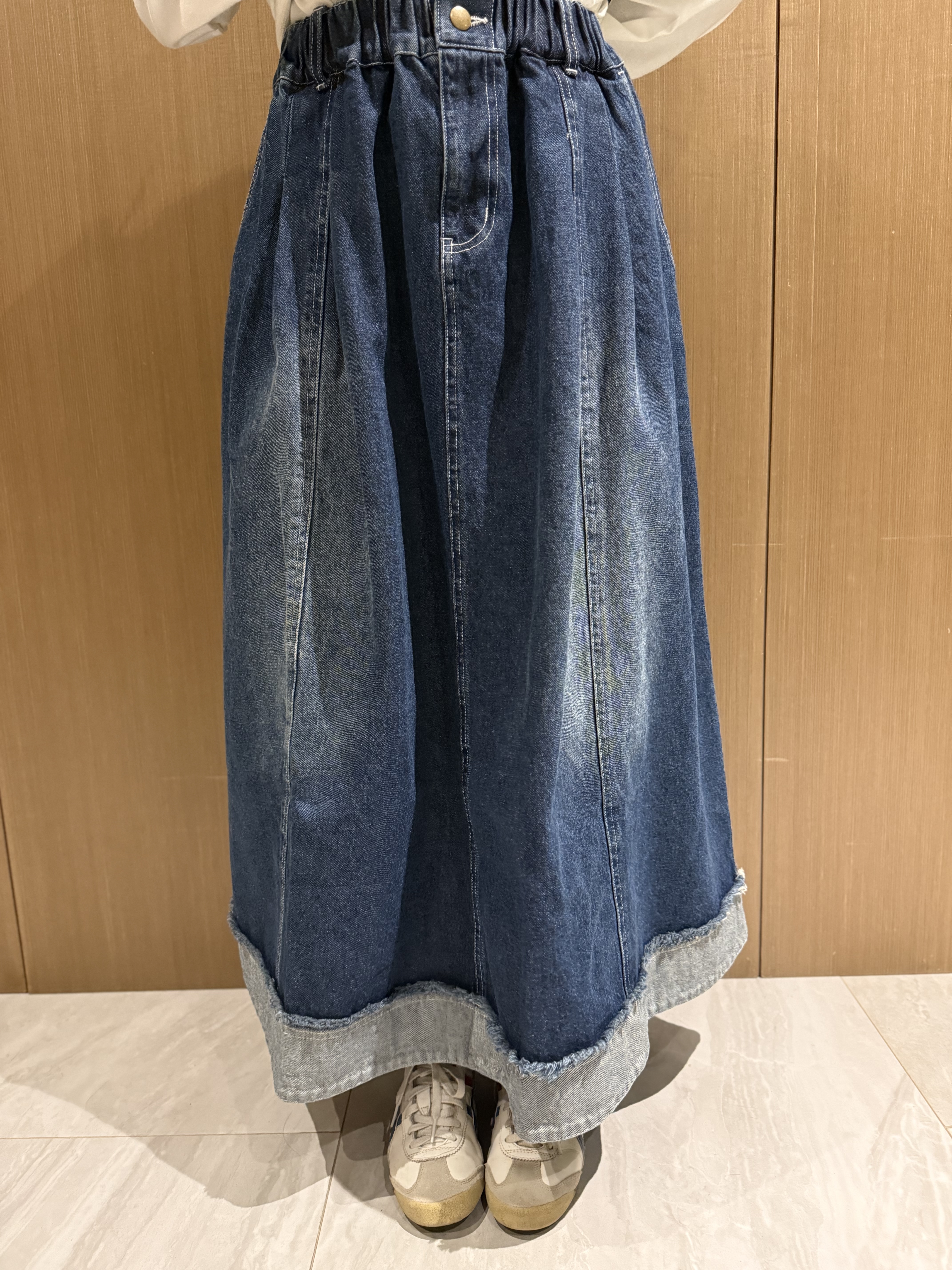 造舊拼布牛仔裙