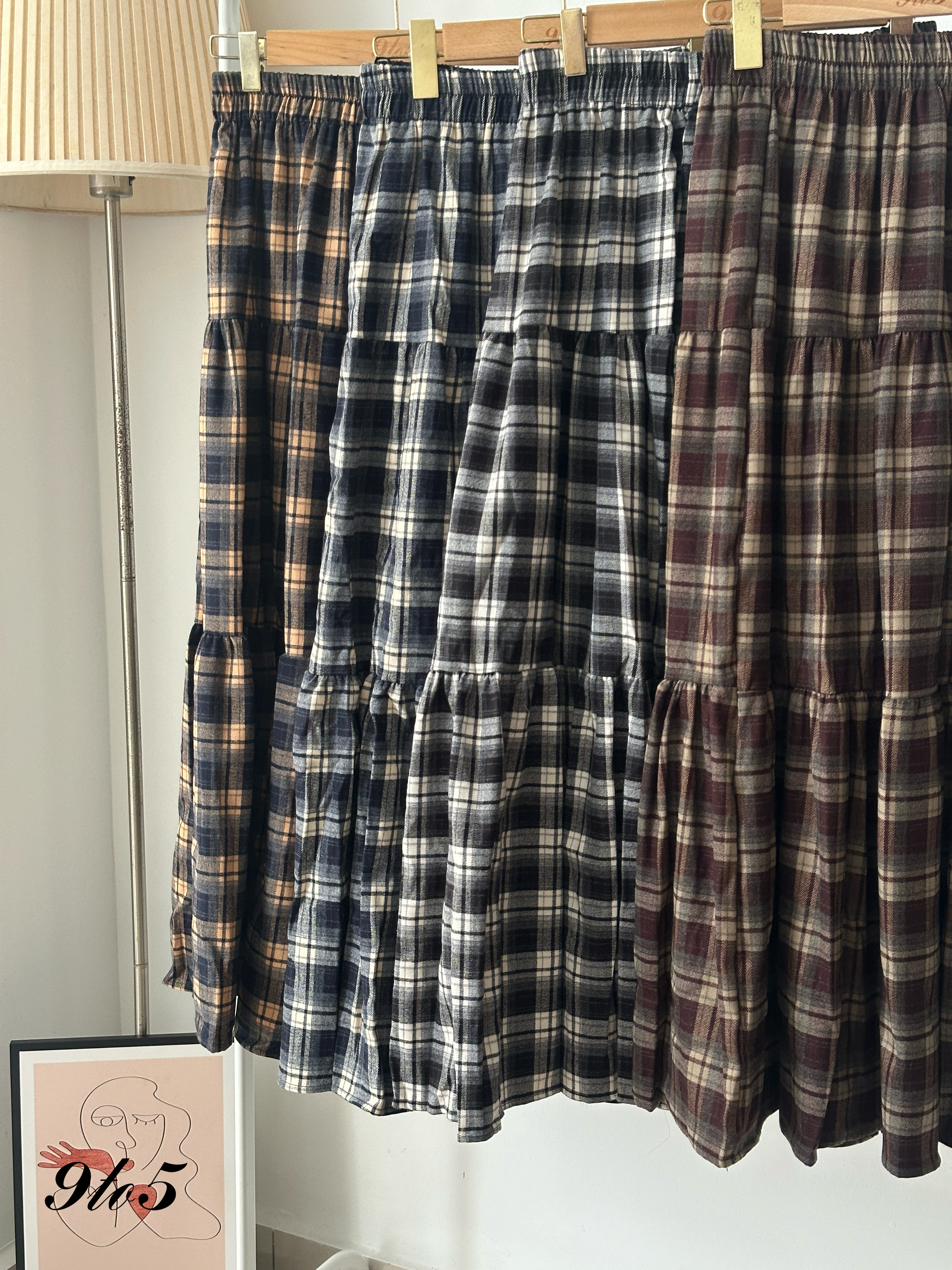 S1817 Checker Layered Skirt - 4 Colors 