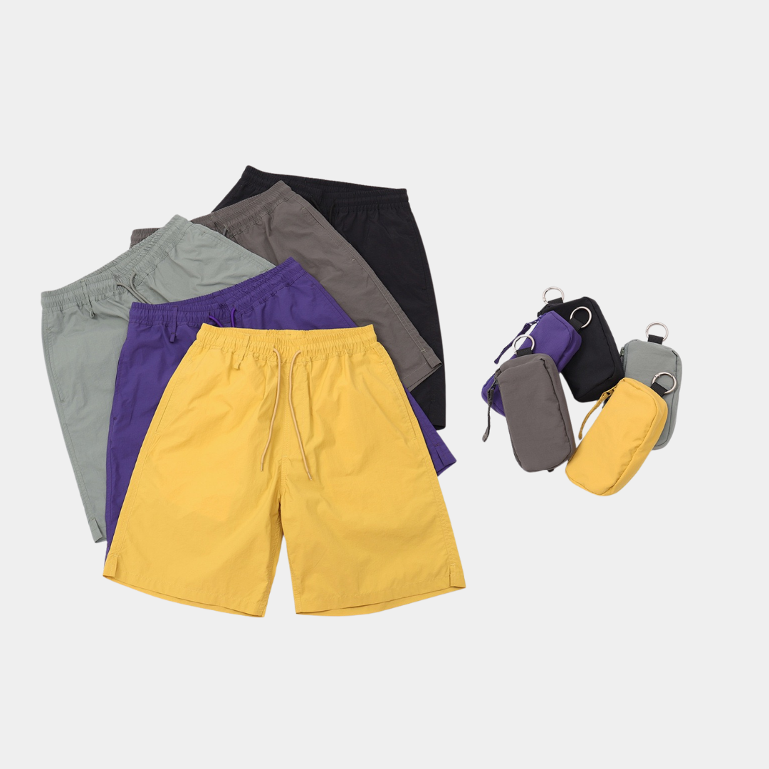 防潑水格紋五分褲