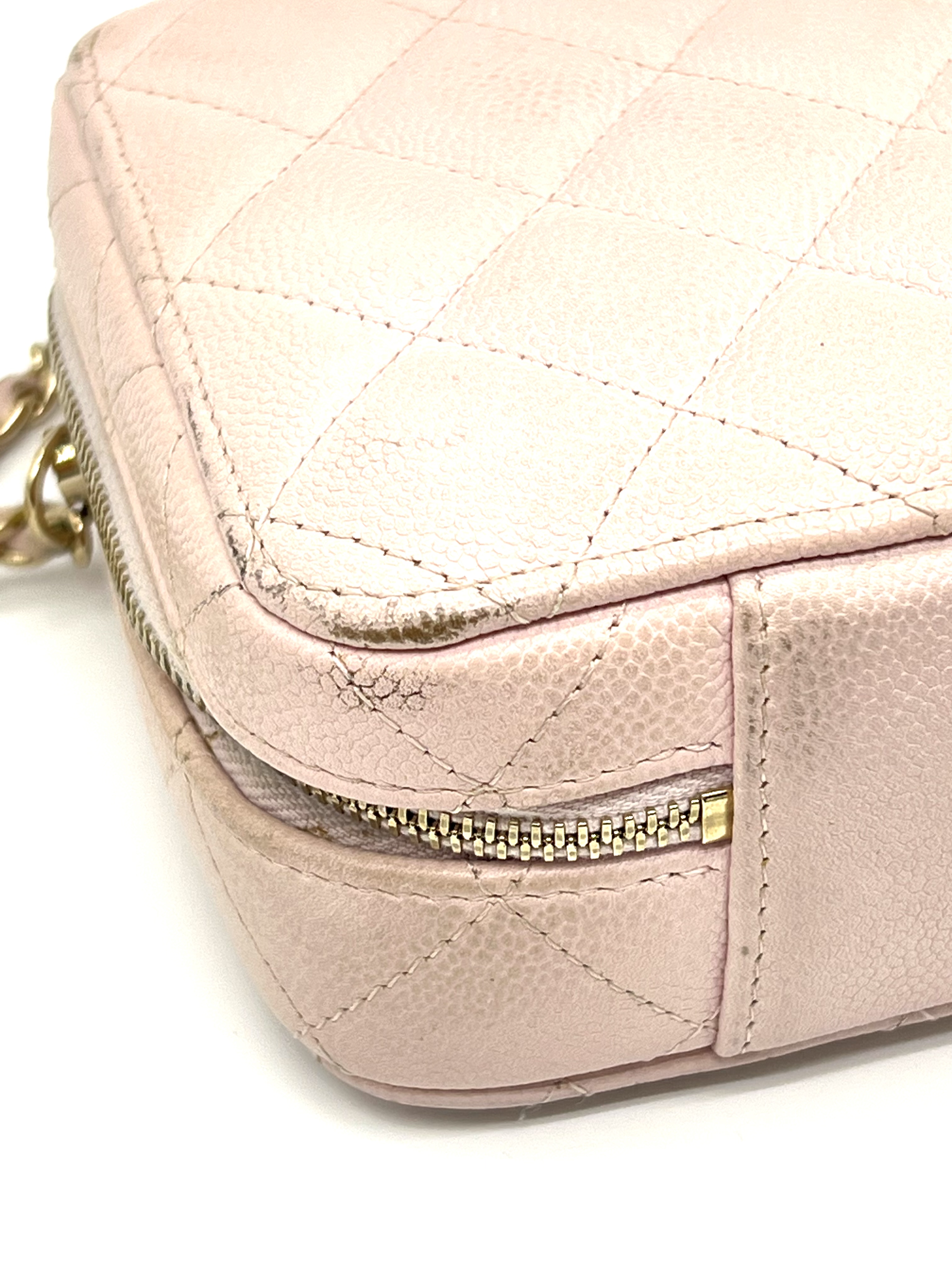 Pre-Owned CHANEL Top Handle Vanity Case Caviar Light Pink Gold Hardware / Product Code: 26041406