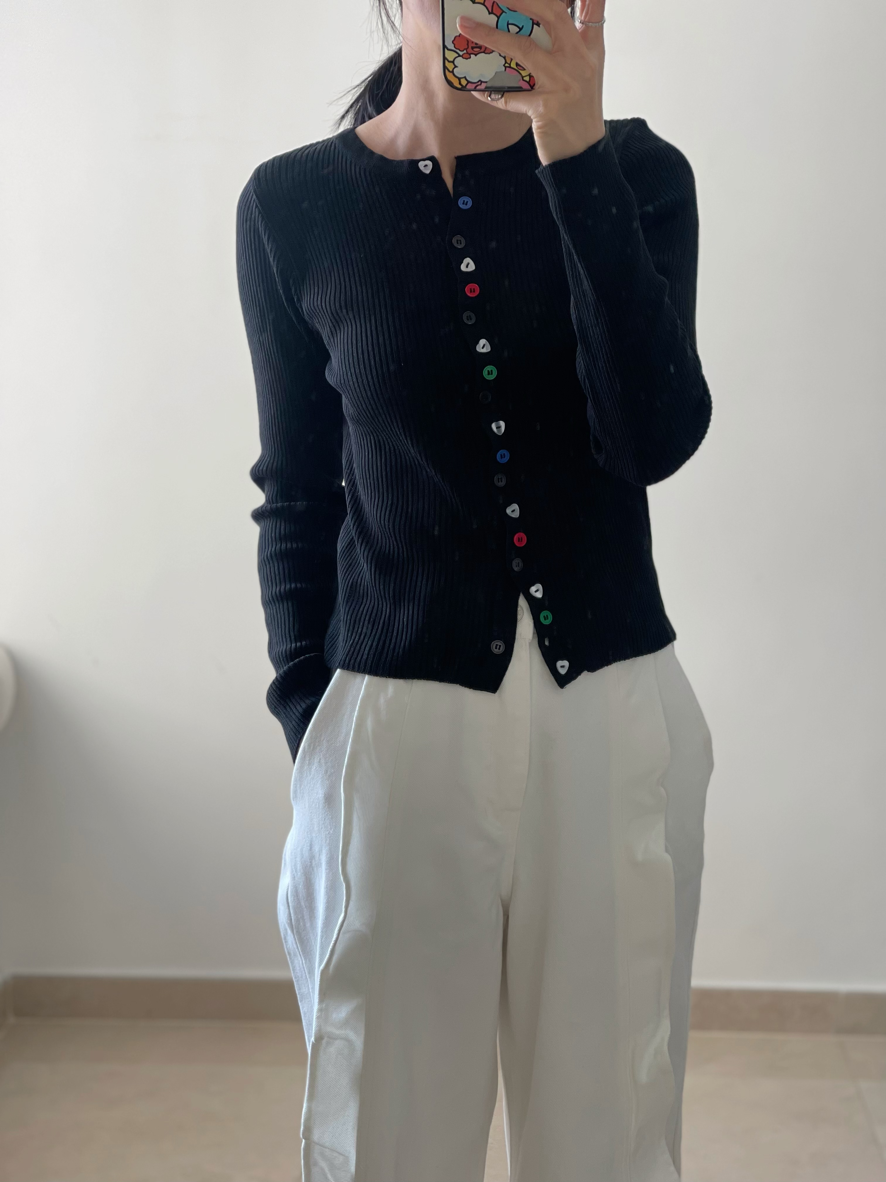 Rainbow buttons cardi/top