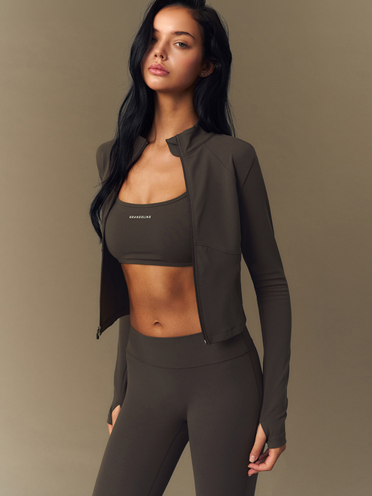 【韓系公主線企領外套】預購_Compression Core Fit Crop Zip-up by Grandeline
