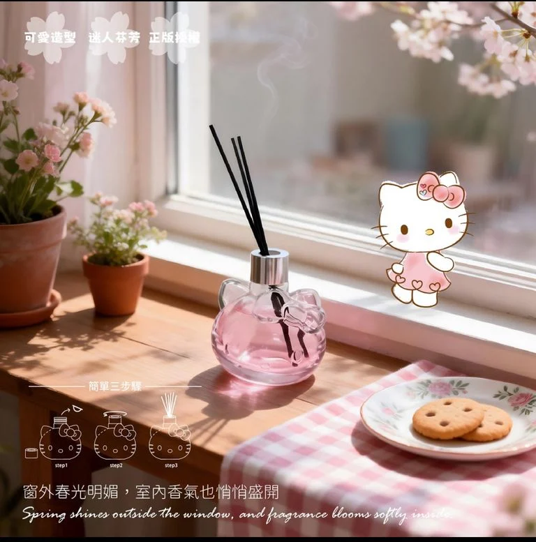 🌸台灣 Hello Kitty 限量櫻花香氛立體造型擴香瓶 100ml🌸