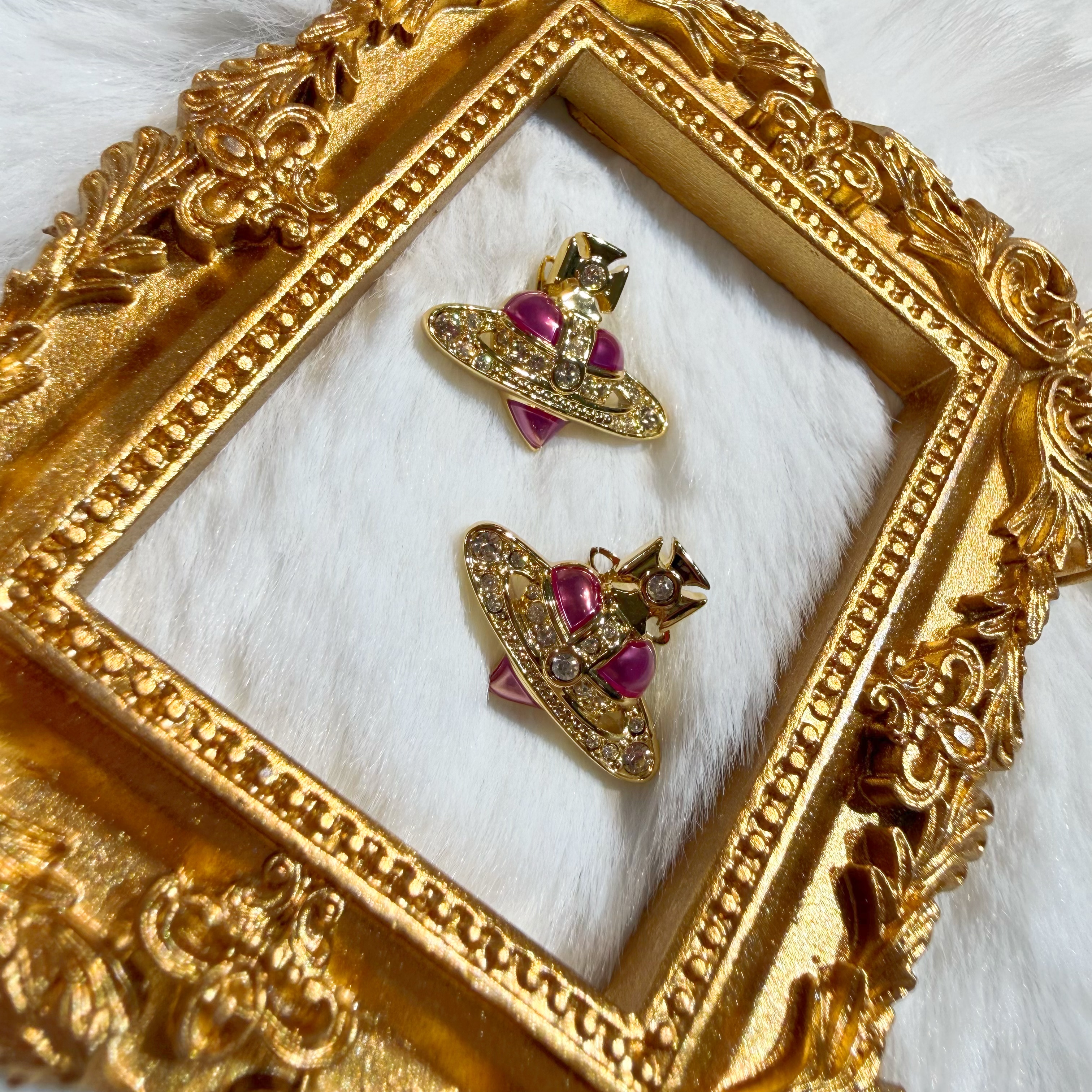 VW heart orb earrings fuxia/G