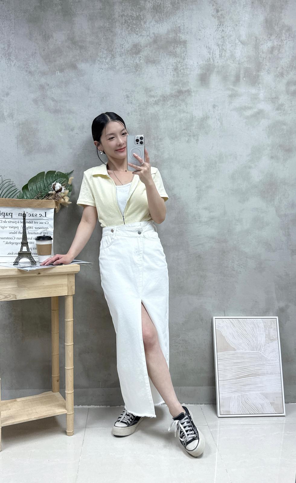 假兩件雙拉鏈Top