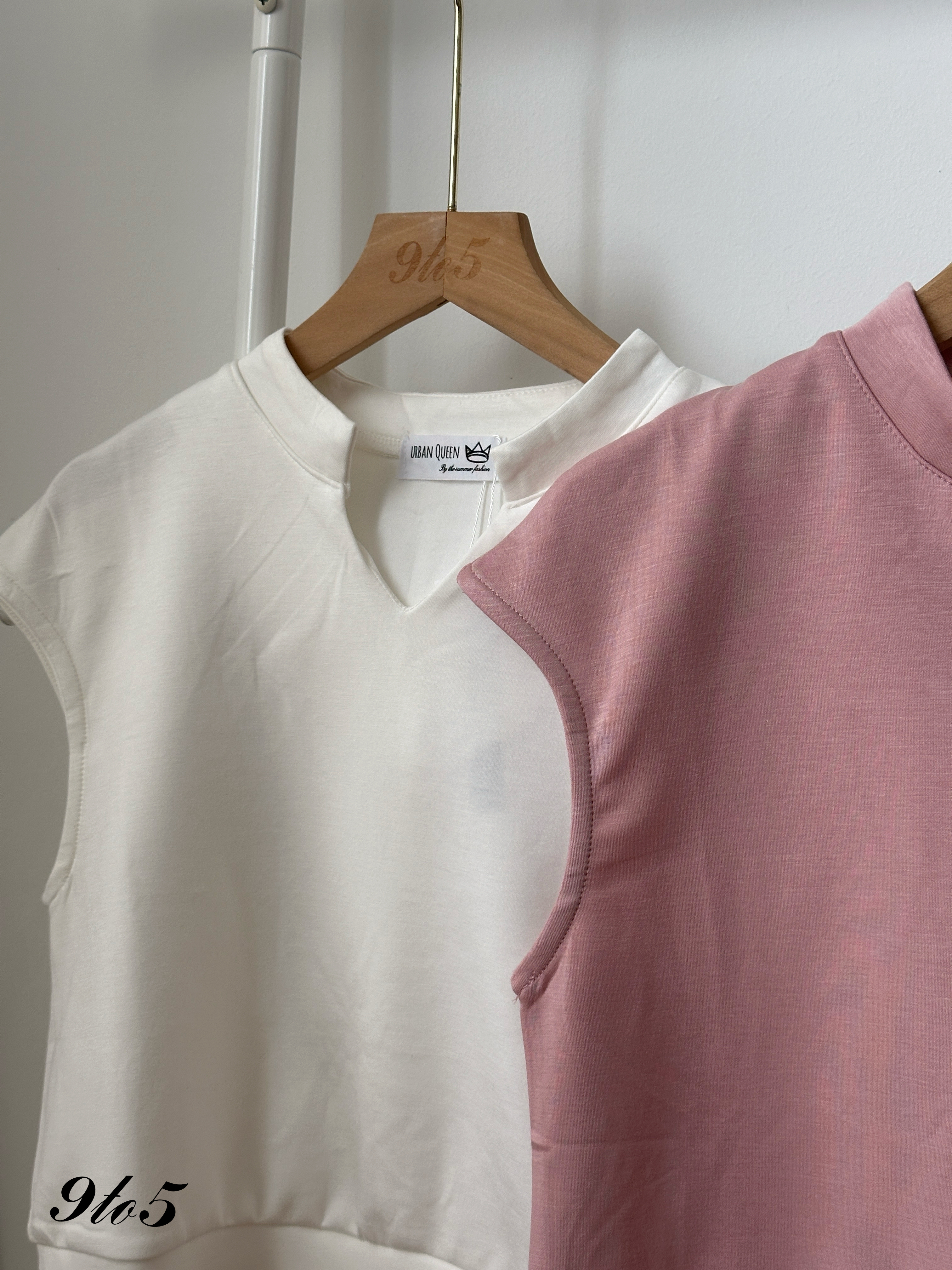 T4142 Stand Collar V Neck Top - 4 Colors 