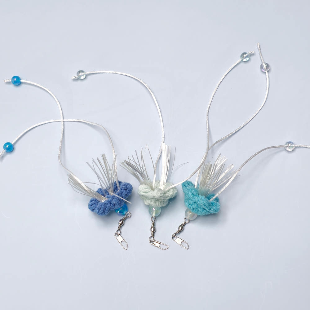 韓國 🇰🇷 handmade 編織 水母 替換逗貓頭 （三色，隨機發出）