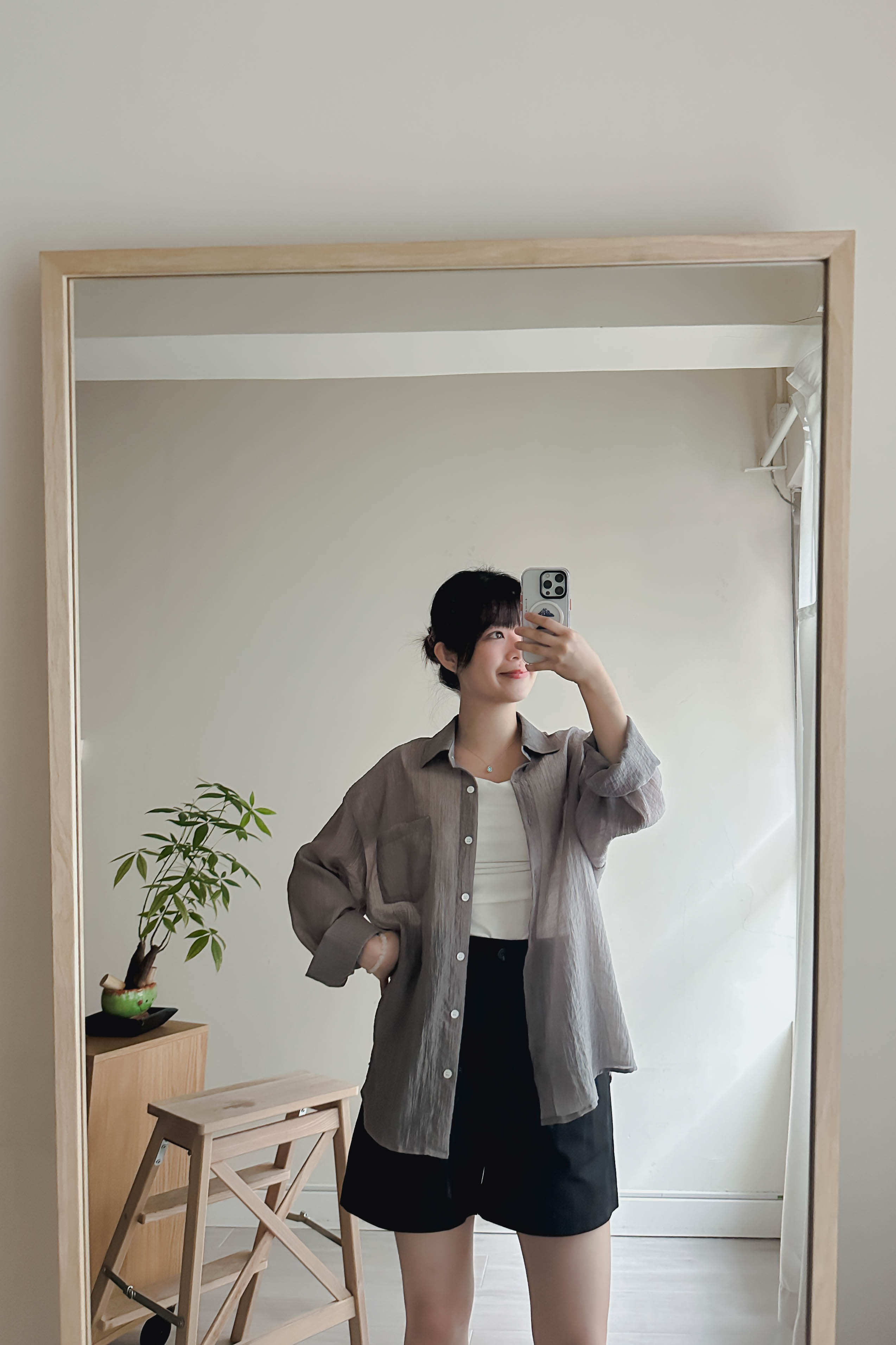 棉質百搭打褶短褲 (三色入)
