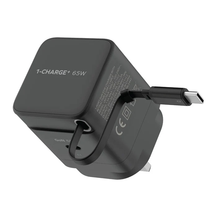 Momax 1-CHARGE+ 1 連接埠 GaN 65W 充電器，附可伸縮 USB-C線-UM76