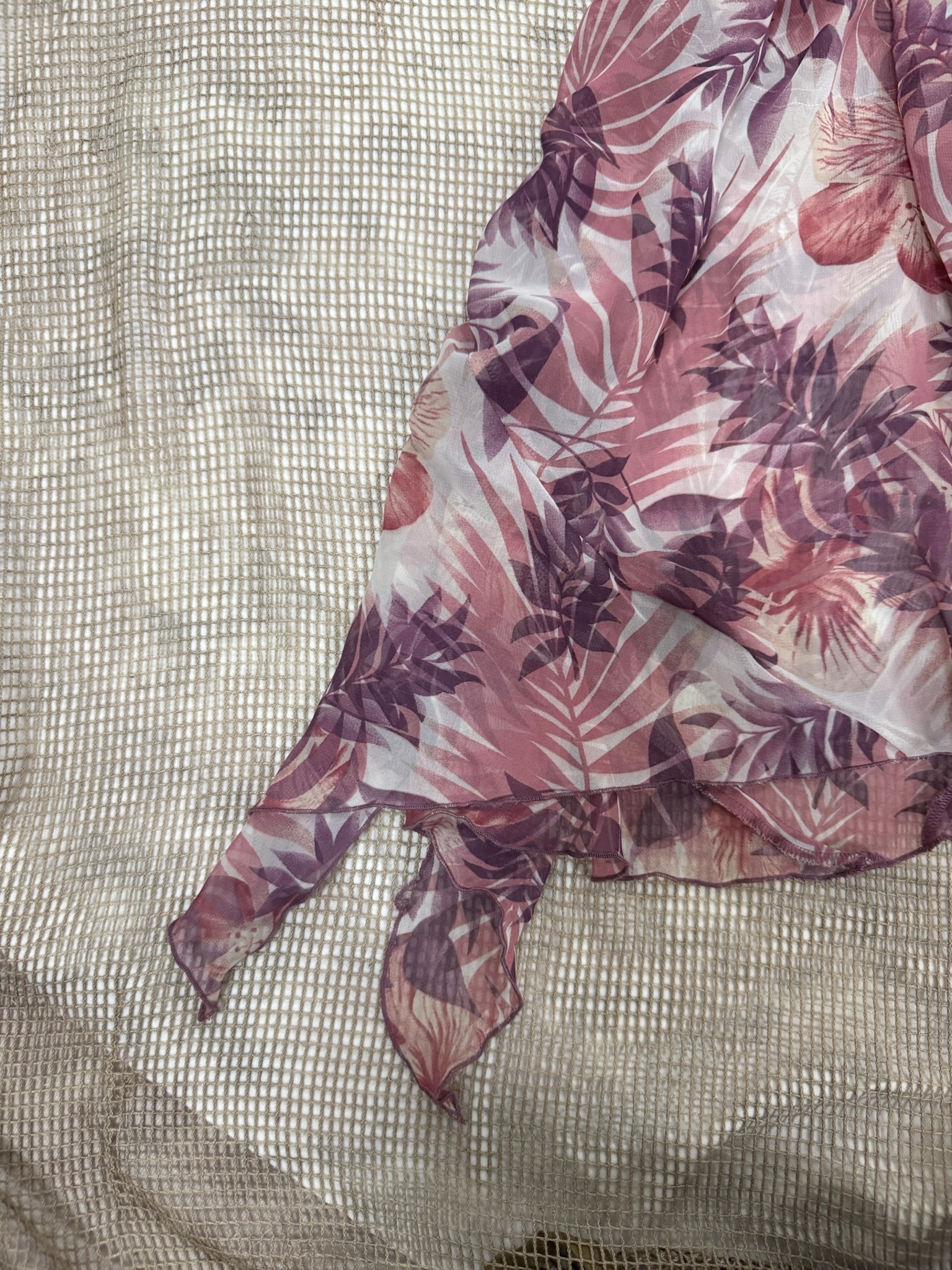 Boho Botanical Chiffon Dress with Ruffled Trim