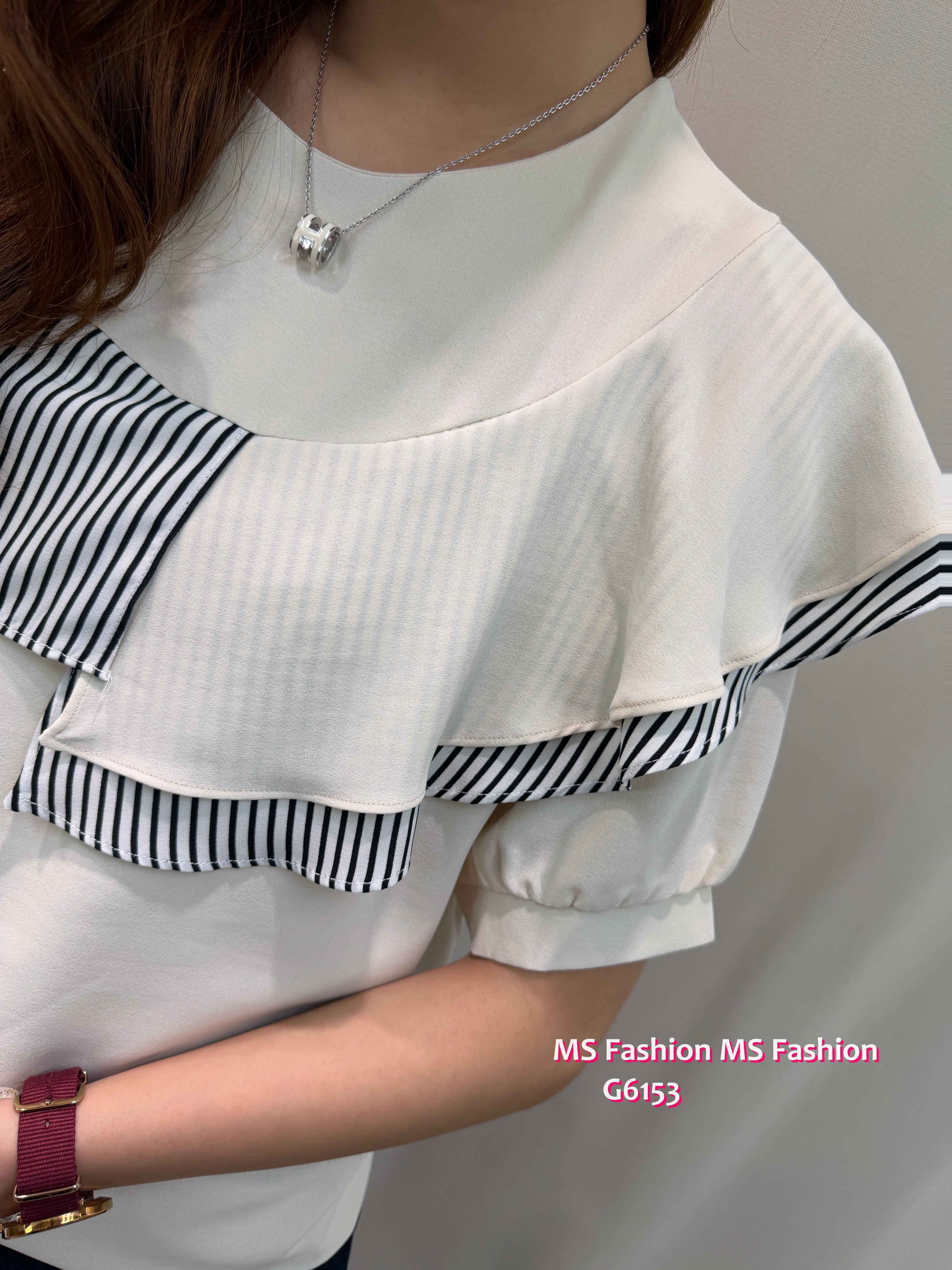 G6153 韓國🇰🇷靚料拼條子ruffle top