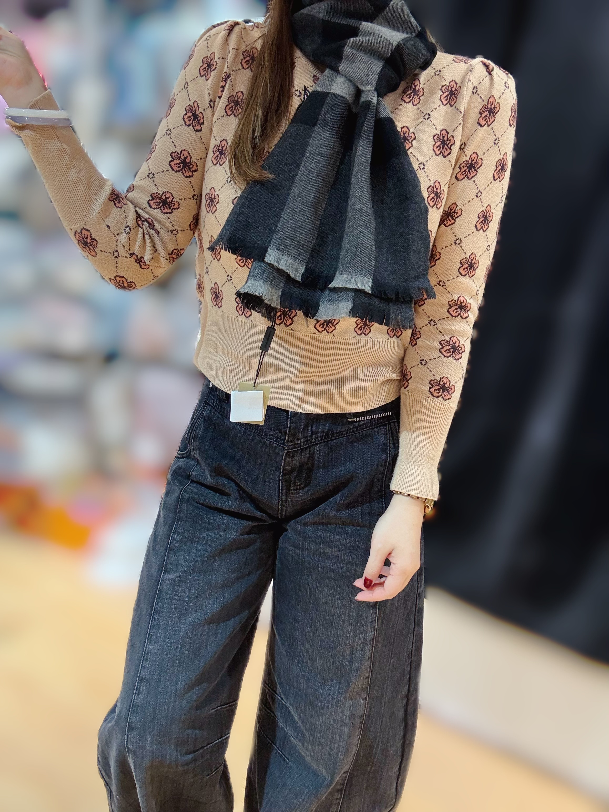 Burberry scarf wool/cashmere/check/blk