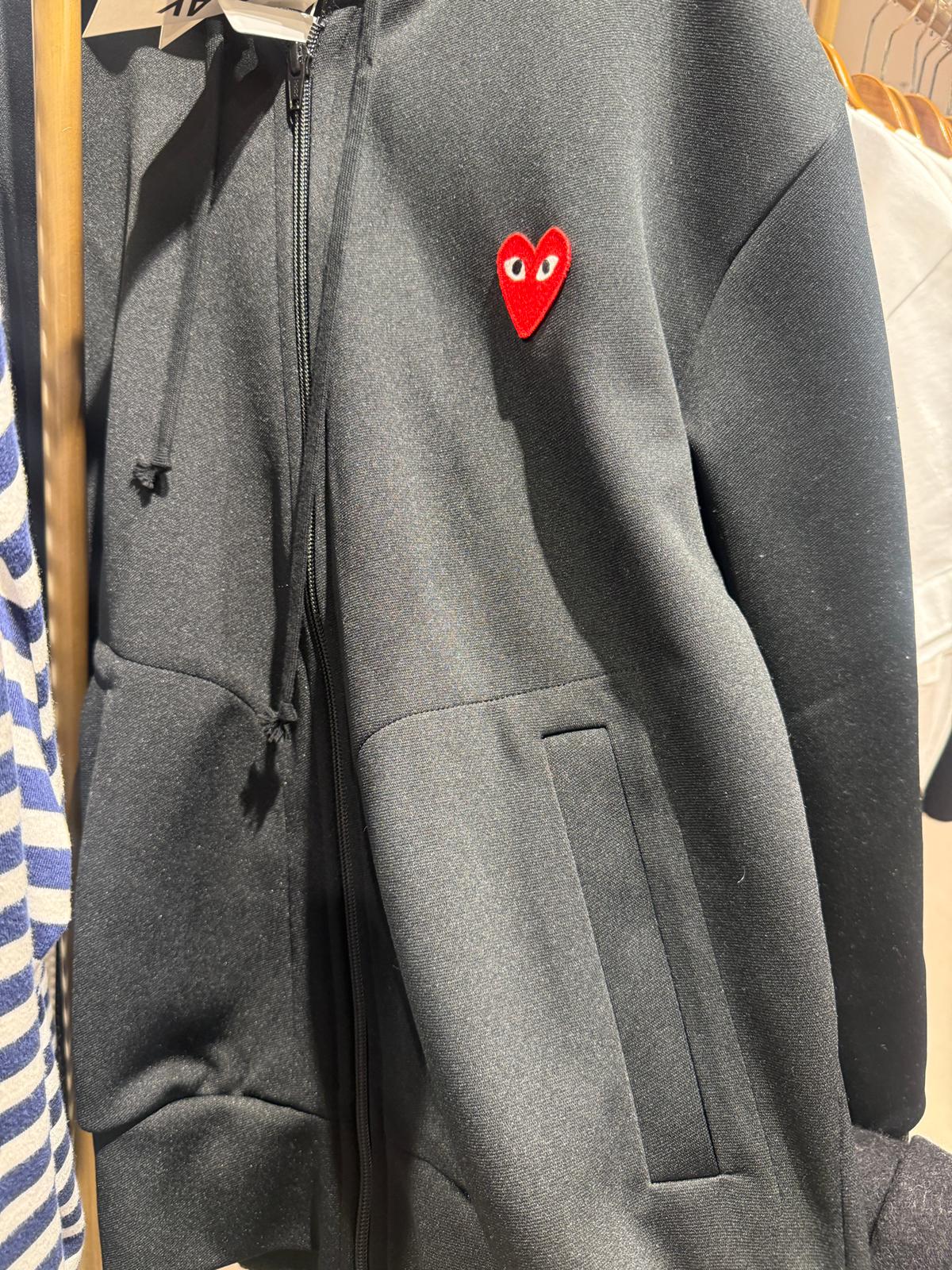 CdG play zip up 黑色紅心 Size s-xL