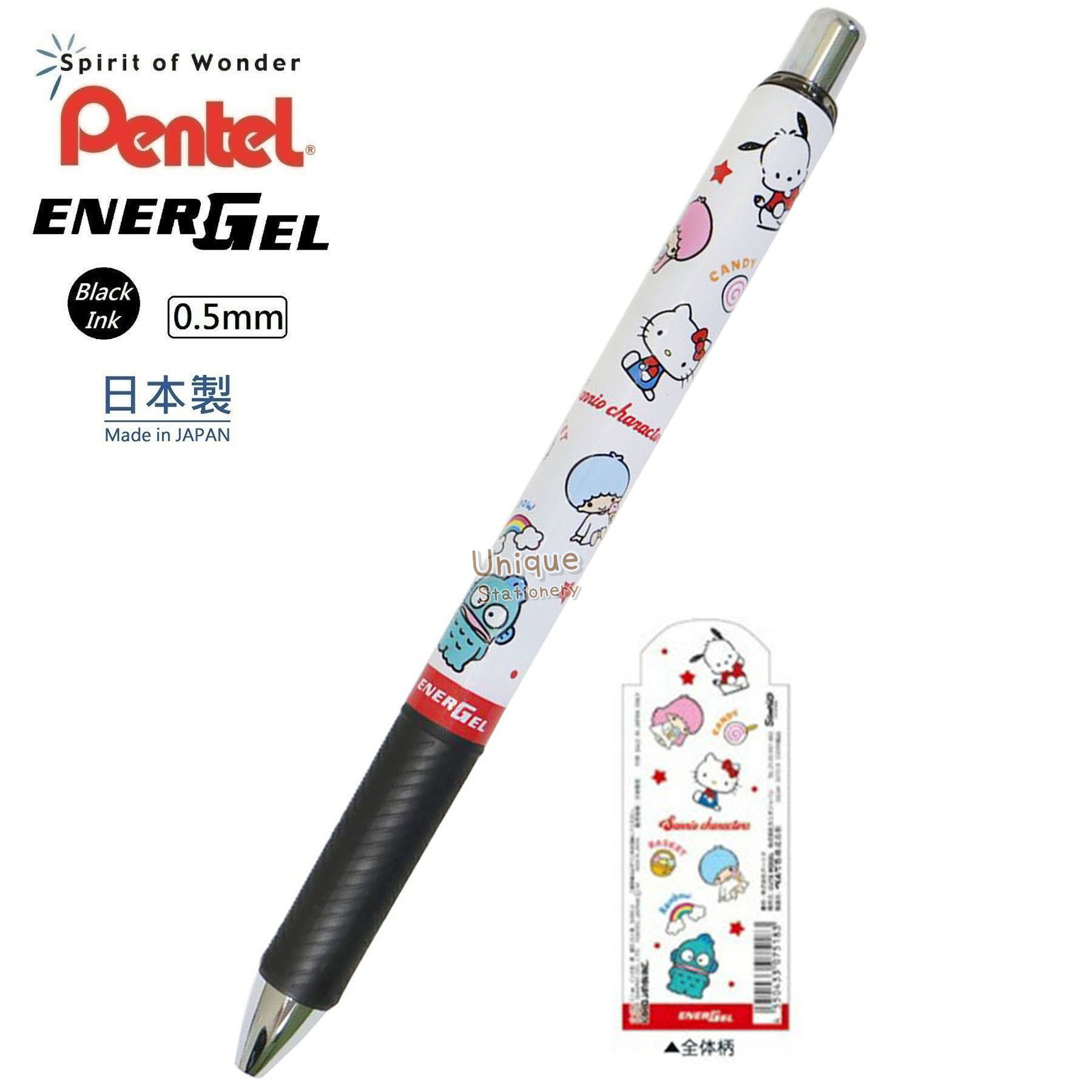 現貨｜Sanrio Characters 日本製 Pentel EnerGel 0.5mm 黑色 啫喱筆 (307518)